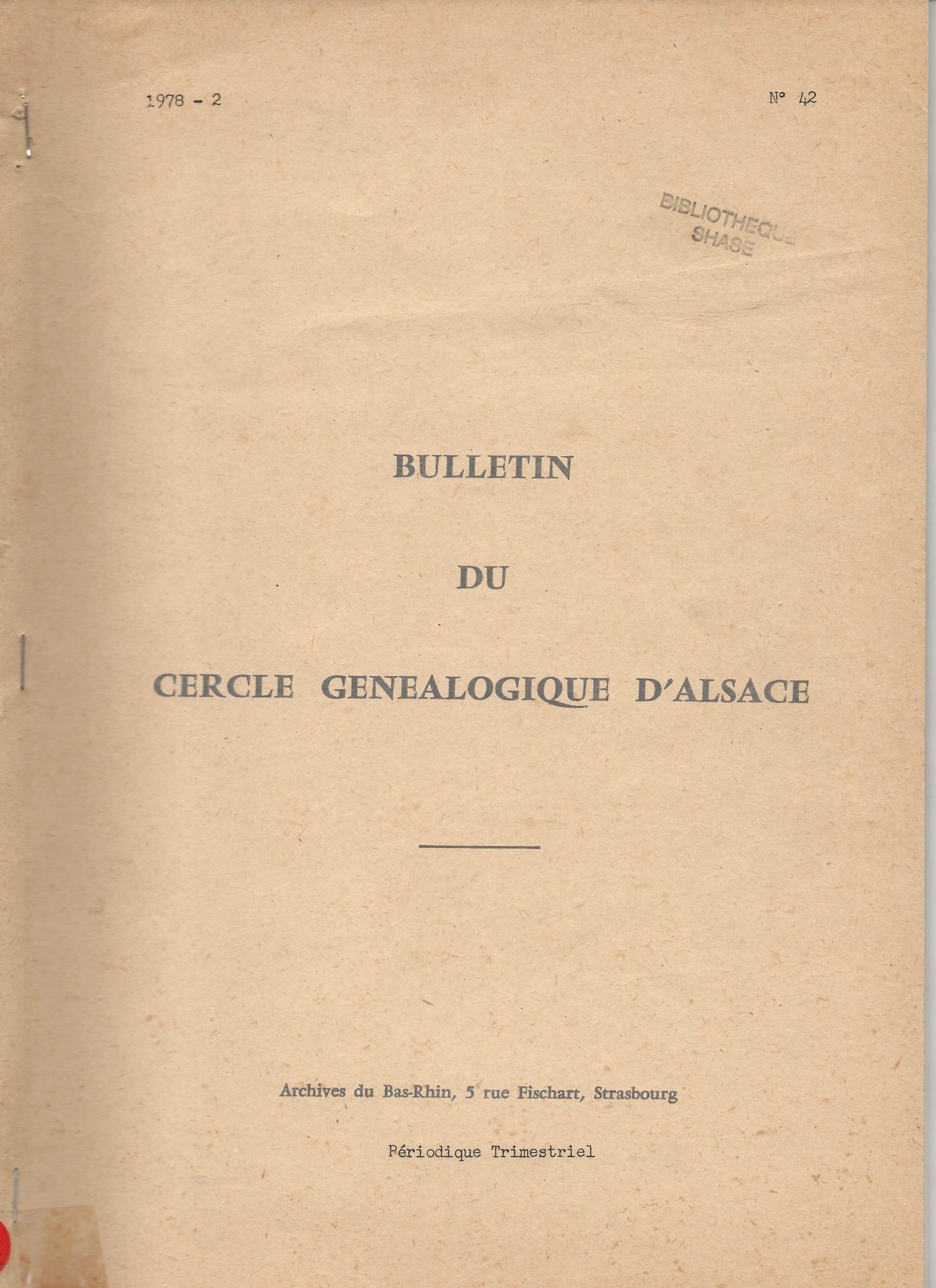 Bulletin du Cercle Généalogique d'Alsace