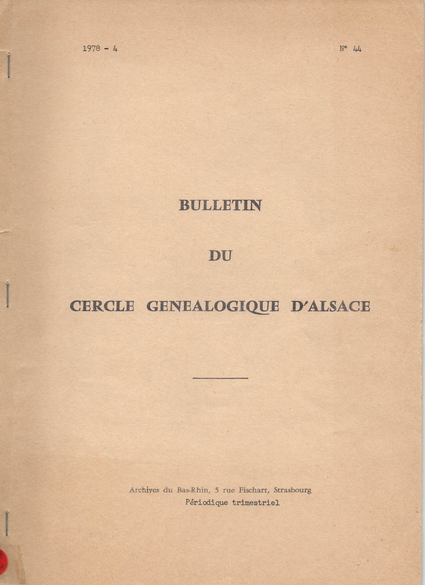 Bulletin du Cercle Généalogique d'Alsace