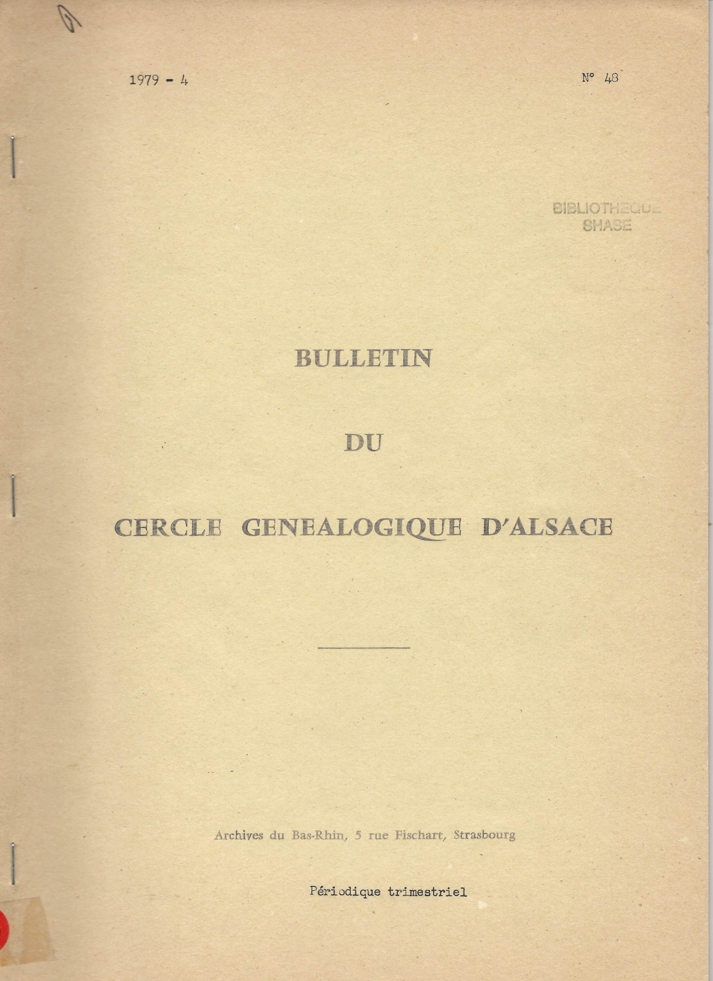 Bulletin du Cercle Généalogique d'Alsace