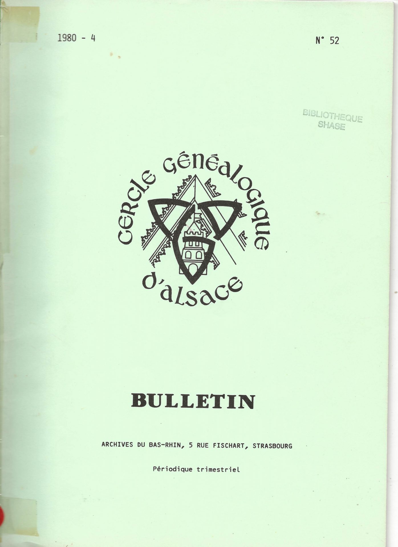 Bulletin du Cercle Généalogique d'Alsace