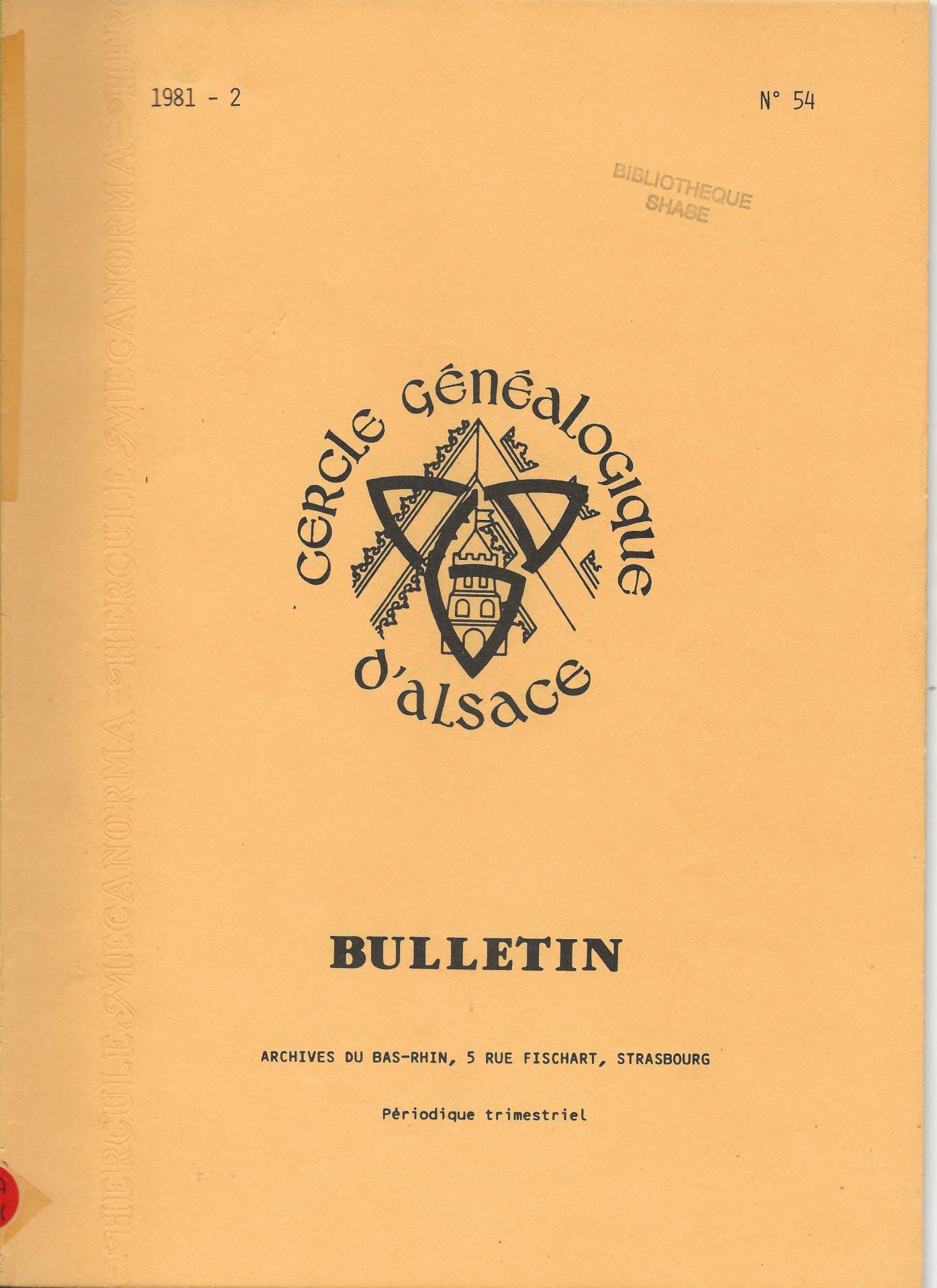 Bulletin du Cercle Généalogique d'Alsace