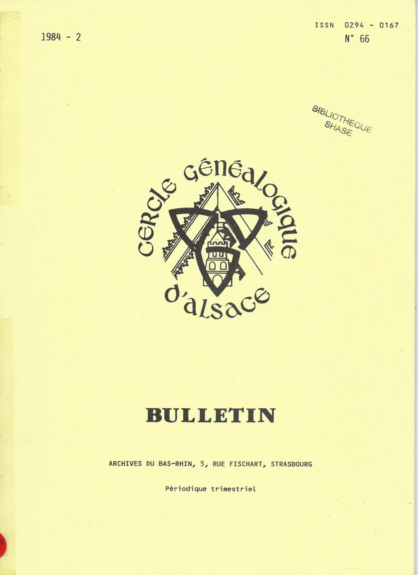 Bulletin du Cercle Généalogique d'Alsace