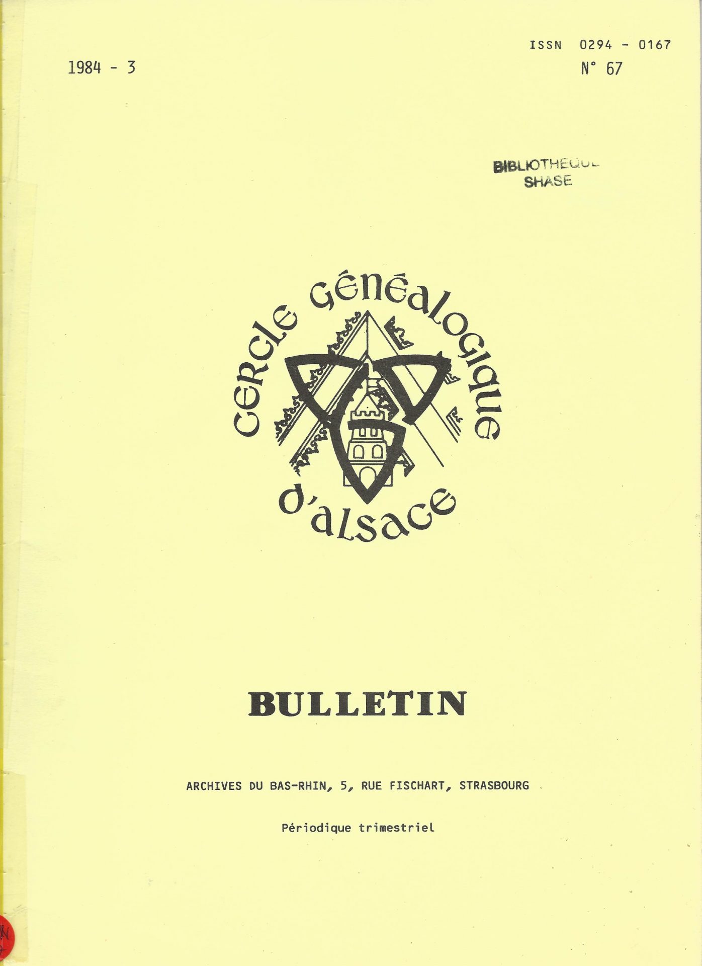 Bulletin du Cercle Généalogique d'Alsace