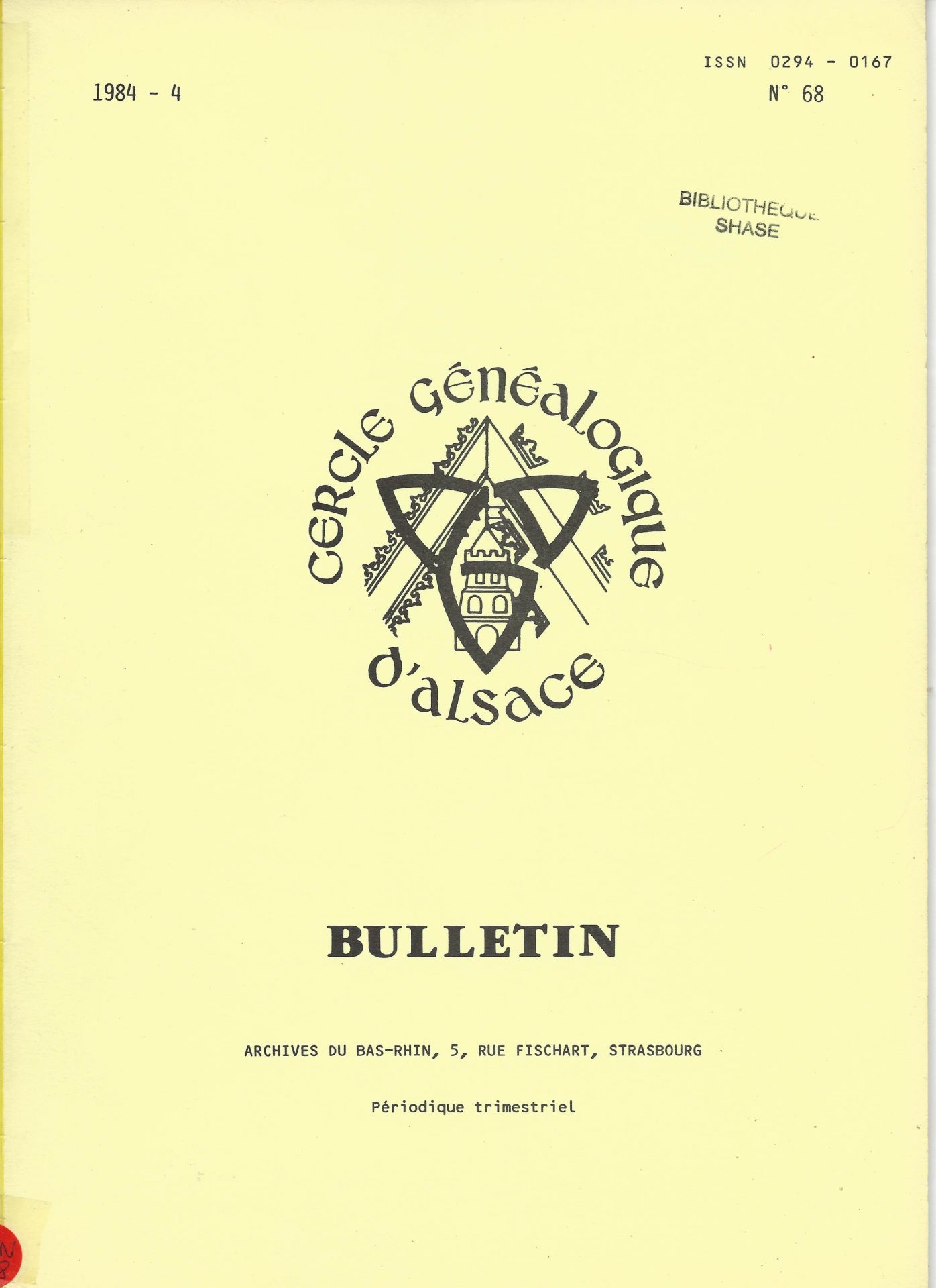 Bulletin du Cercle Généalogique d'Alsace