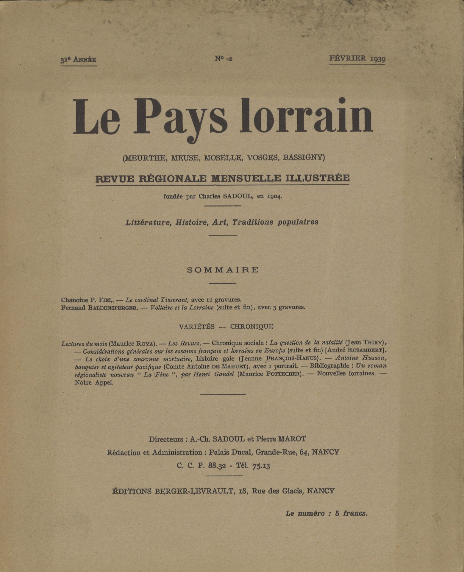 Le Pays Lorrain - Revue régionale mensuelle illustrée