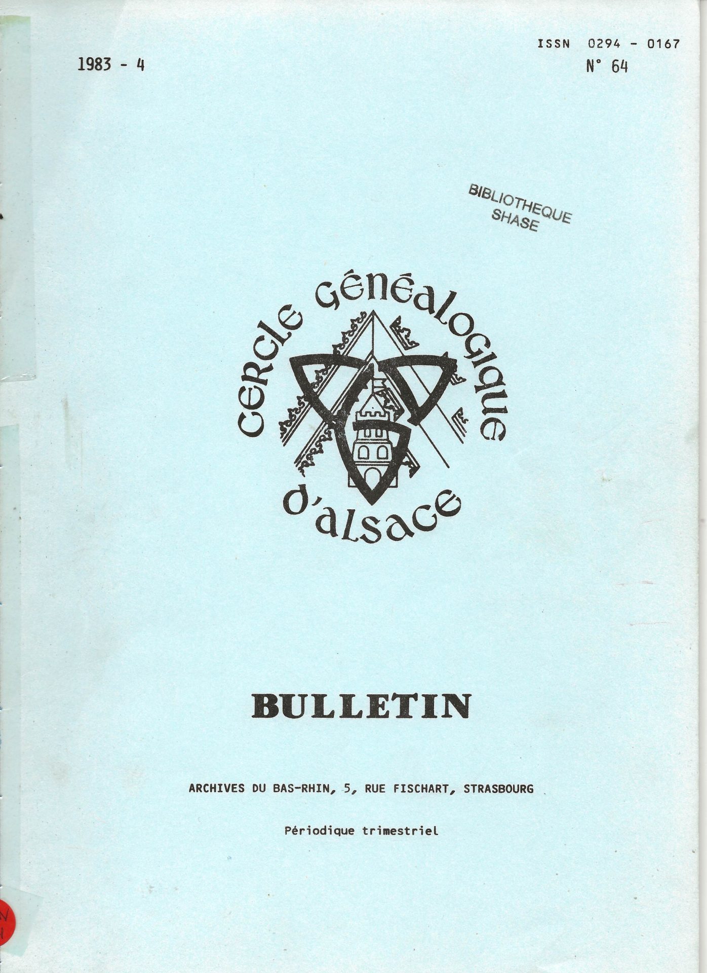Bulletin du Cercle Généalogique d'Alsace