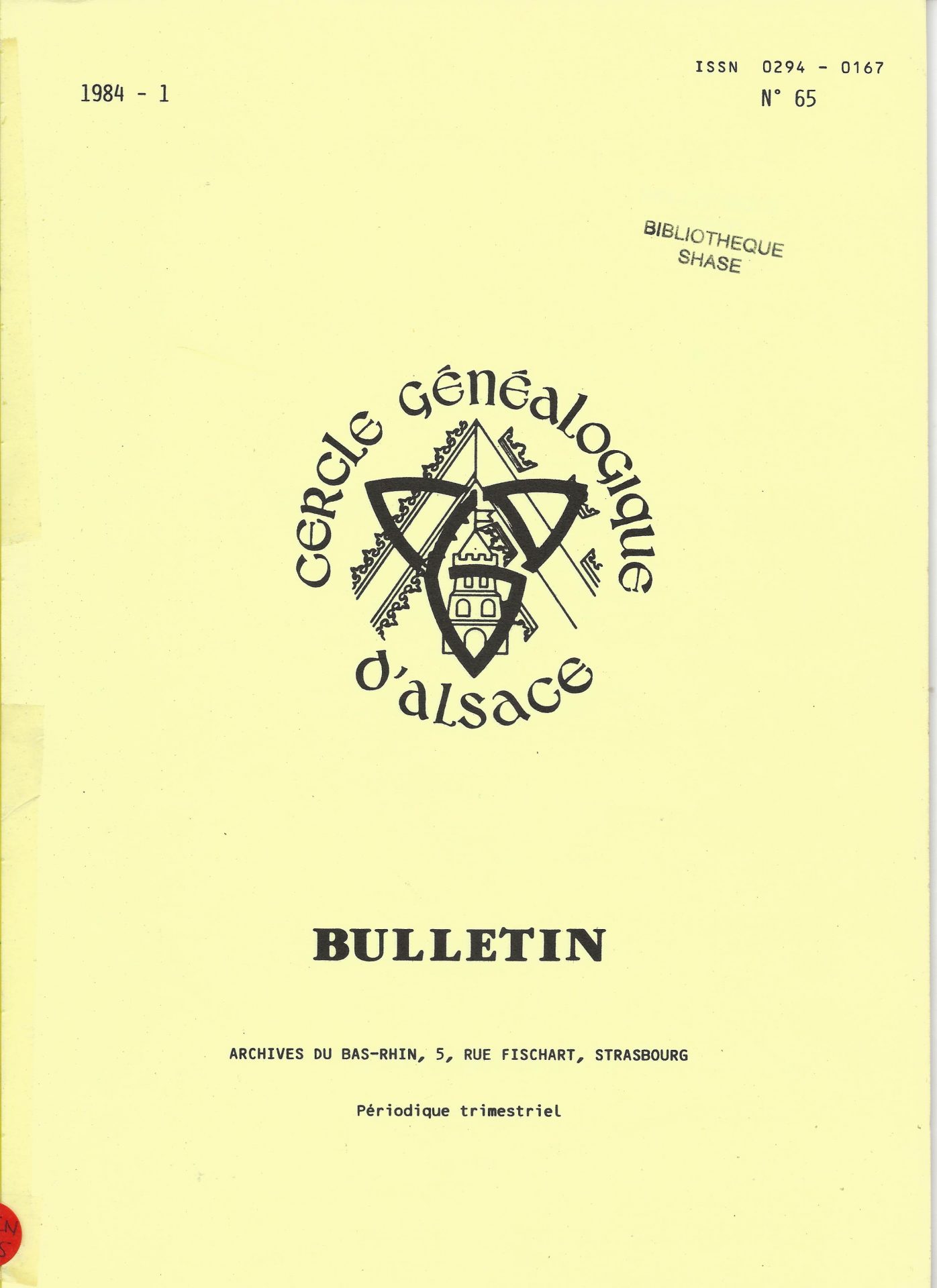 Bulletin du Cercle Généalogique d'Alsace