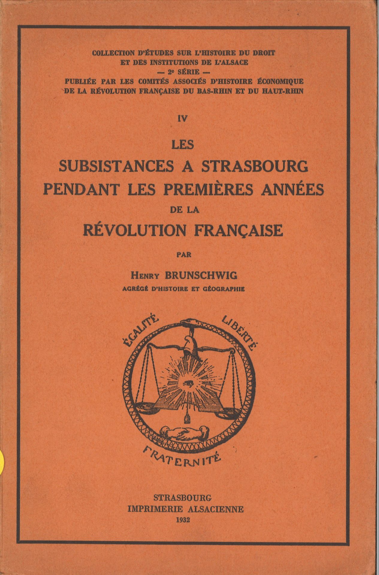 Les subsistances à Strasbourg pendant les premières années de la Révolution française