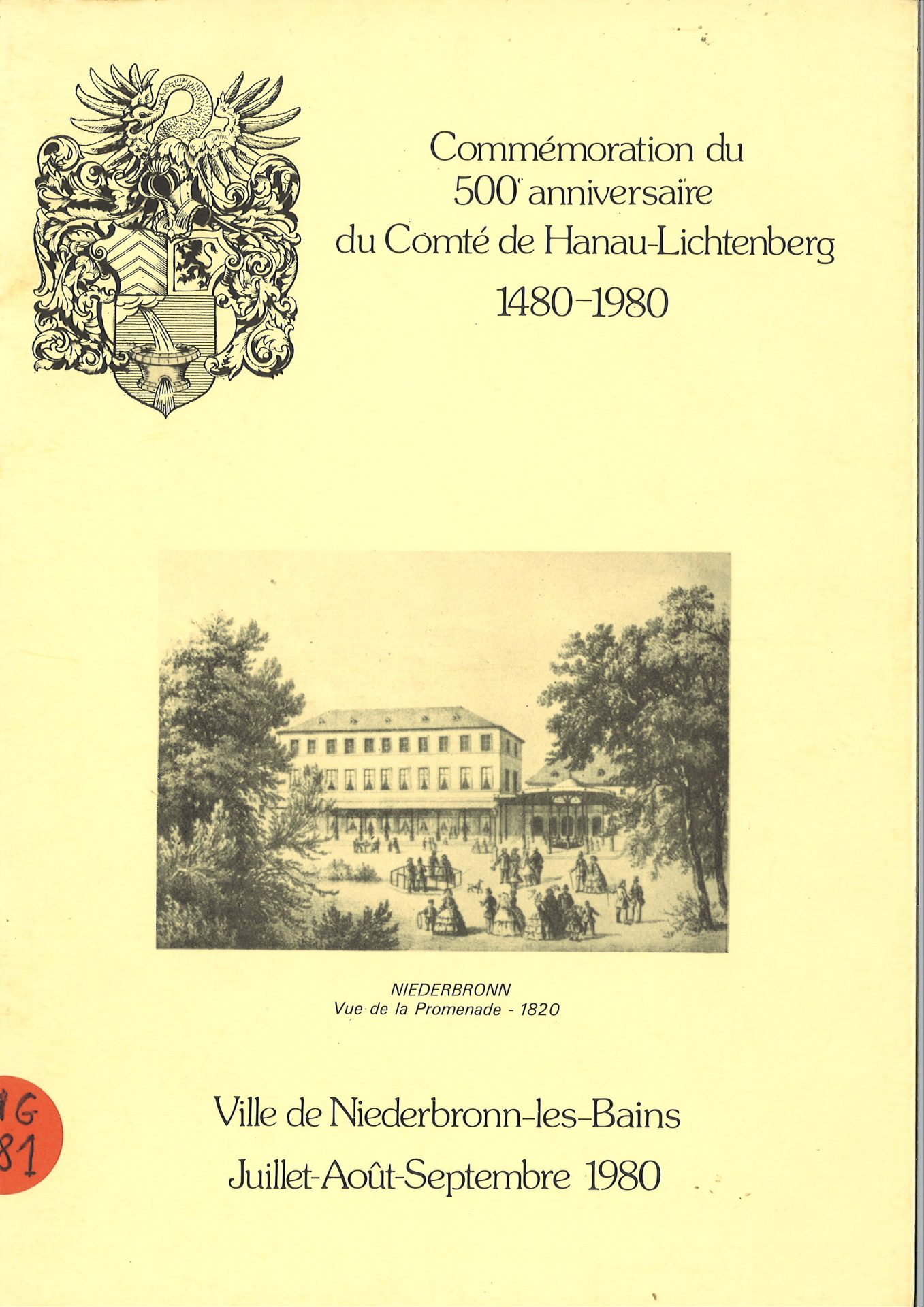 Commémoration du 500è anniversaire du Comté de Hanau-Lichtenberg 1480-1980