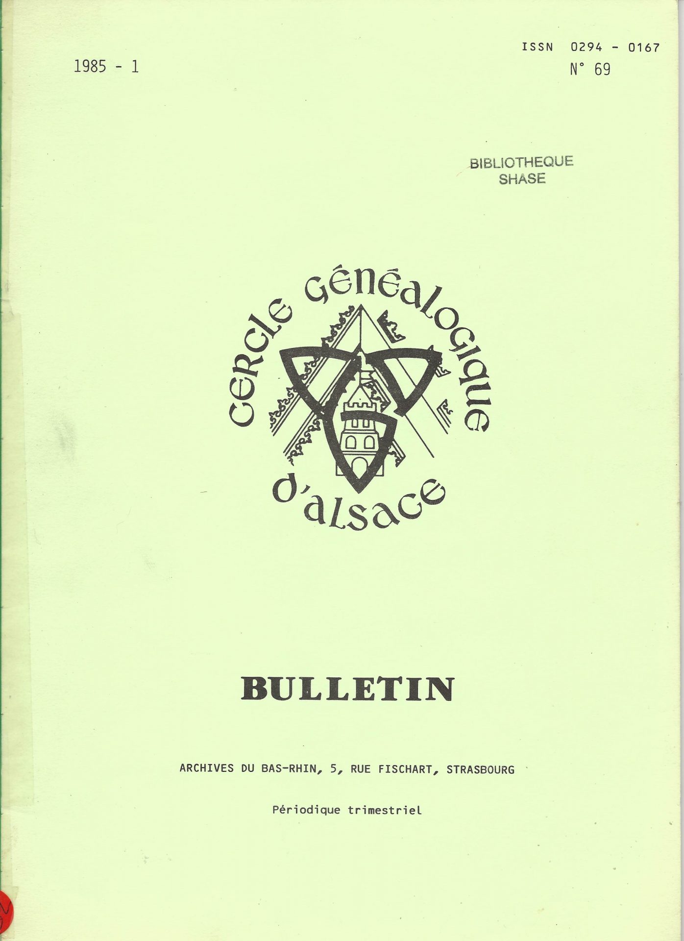 Bulletin du Cercle Généalogique d'Alsace