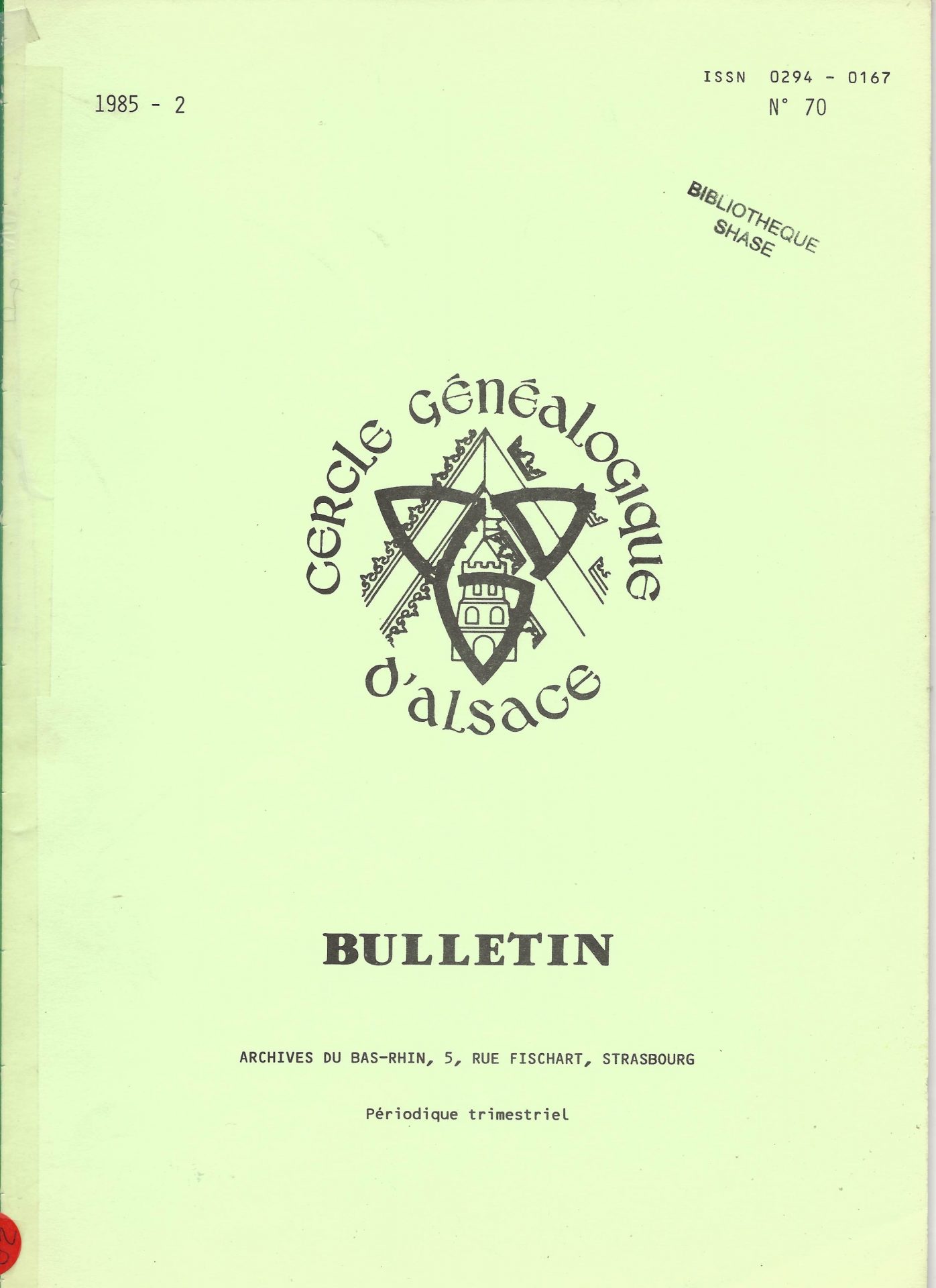 Bulletin du Cercle Généalogique d'Alsace