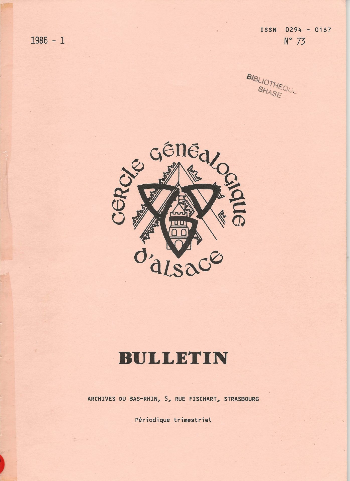 Bulletin du Cercle Généalogique d'Alsace