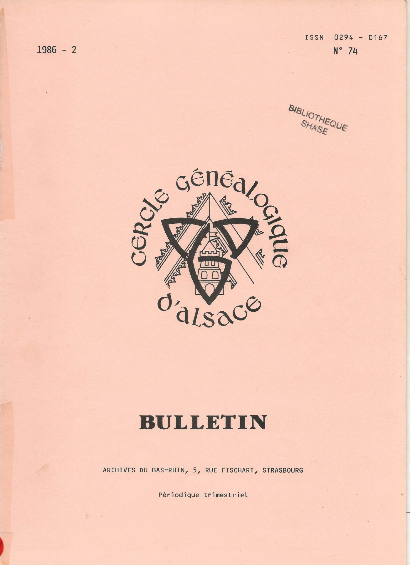 Bulletin du Cercle Généalogique d'Alsace