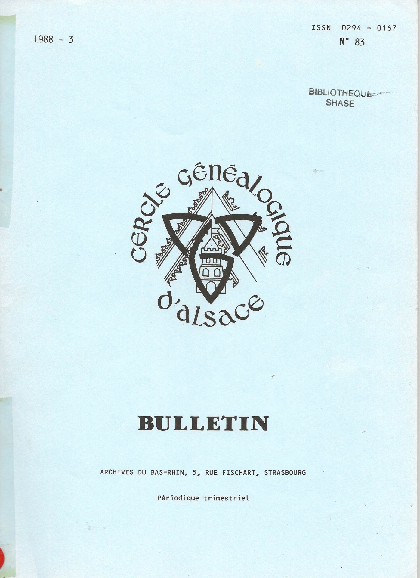 Bulletin du Cercle Généalogique d'Alsace