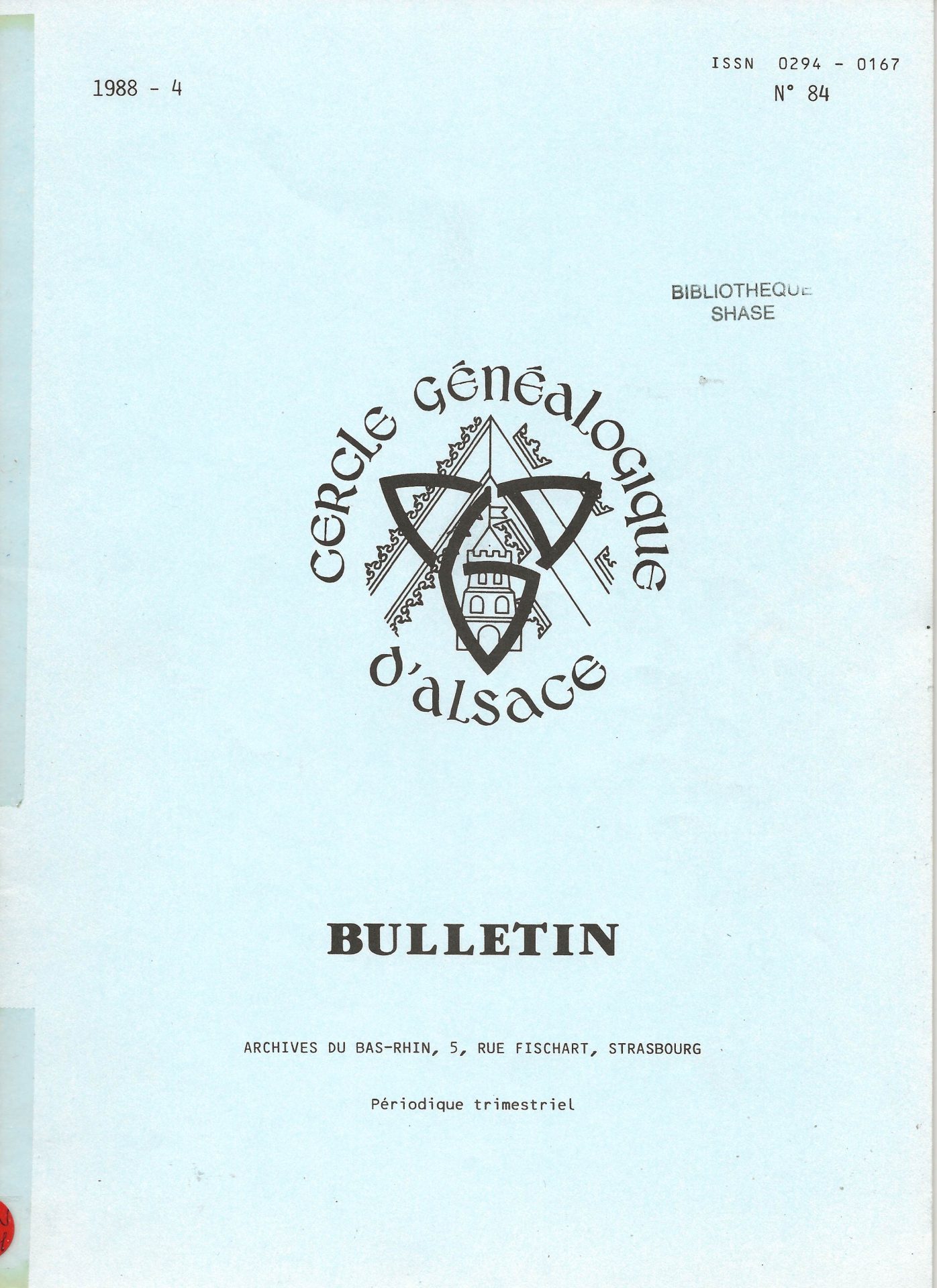 Bulletin du Cercle Généalogique d'Alsace