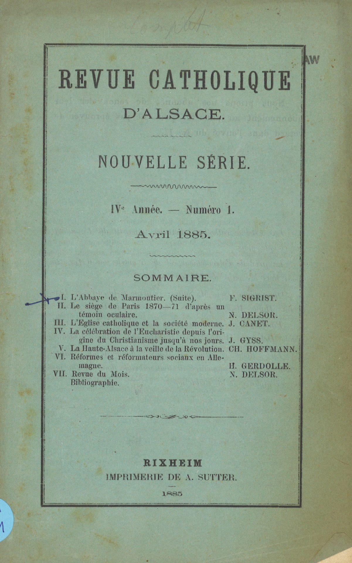 Revue catholique d'Alsace