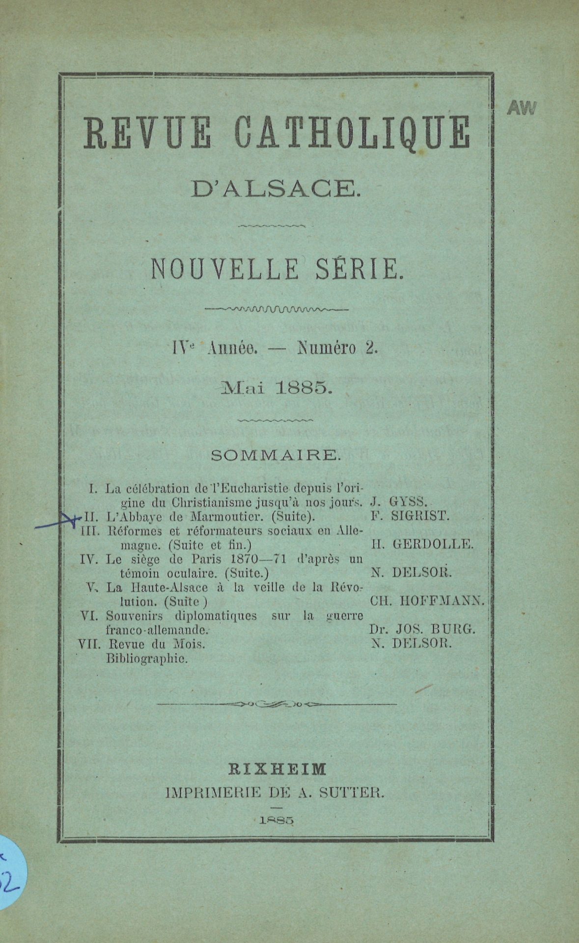 Revue catholique d'Alsace
