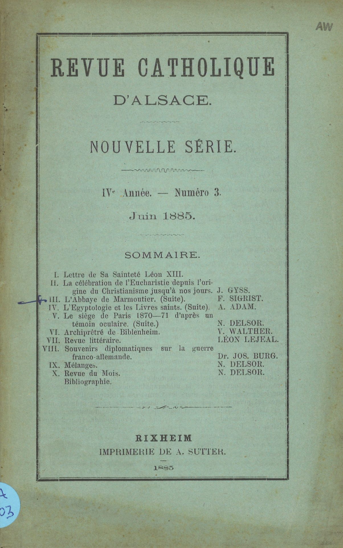 Revue catholique d'Alsace