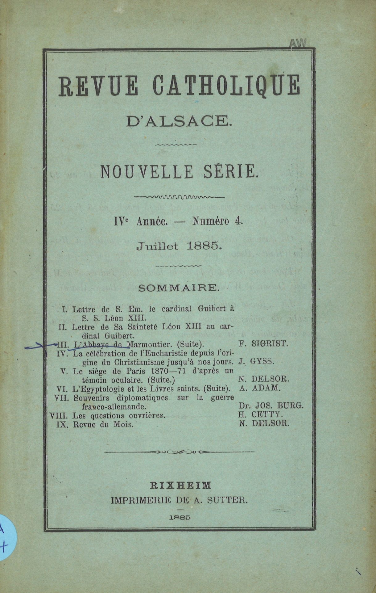 Revue catholique d'Alsace