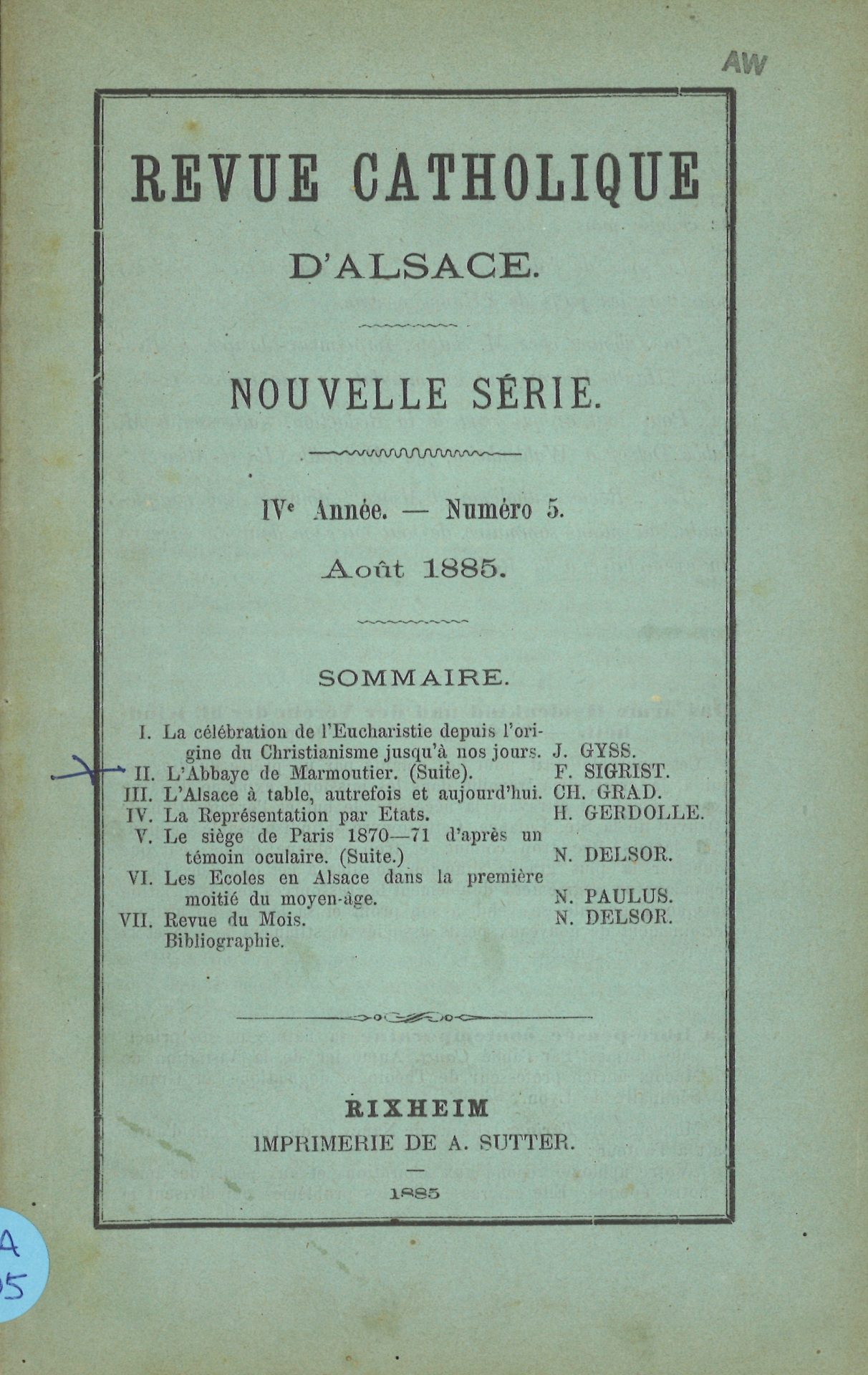 Revue catholique d'Alsace