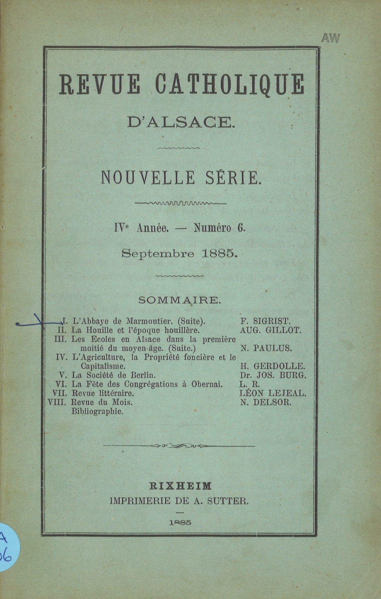 Revue catholique d'Alsace