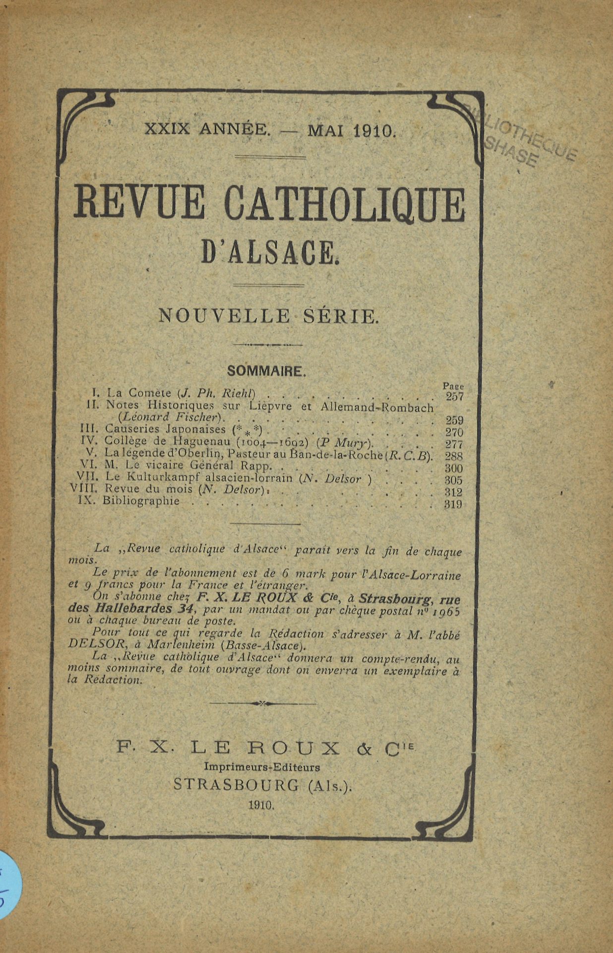Revue catholique d'Alsace