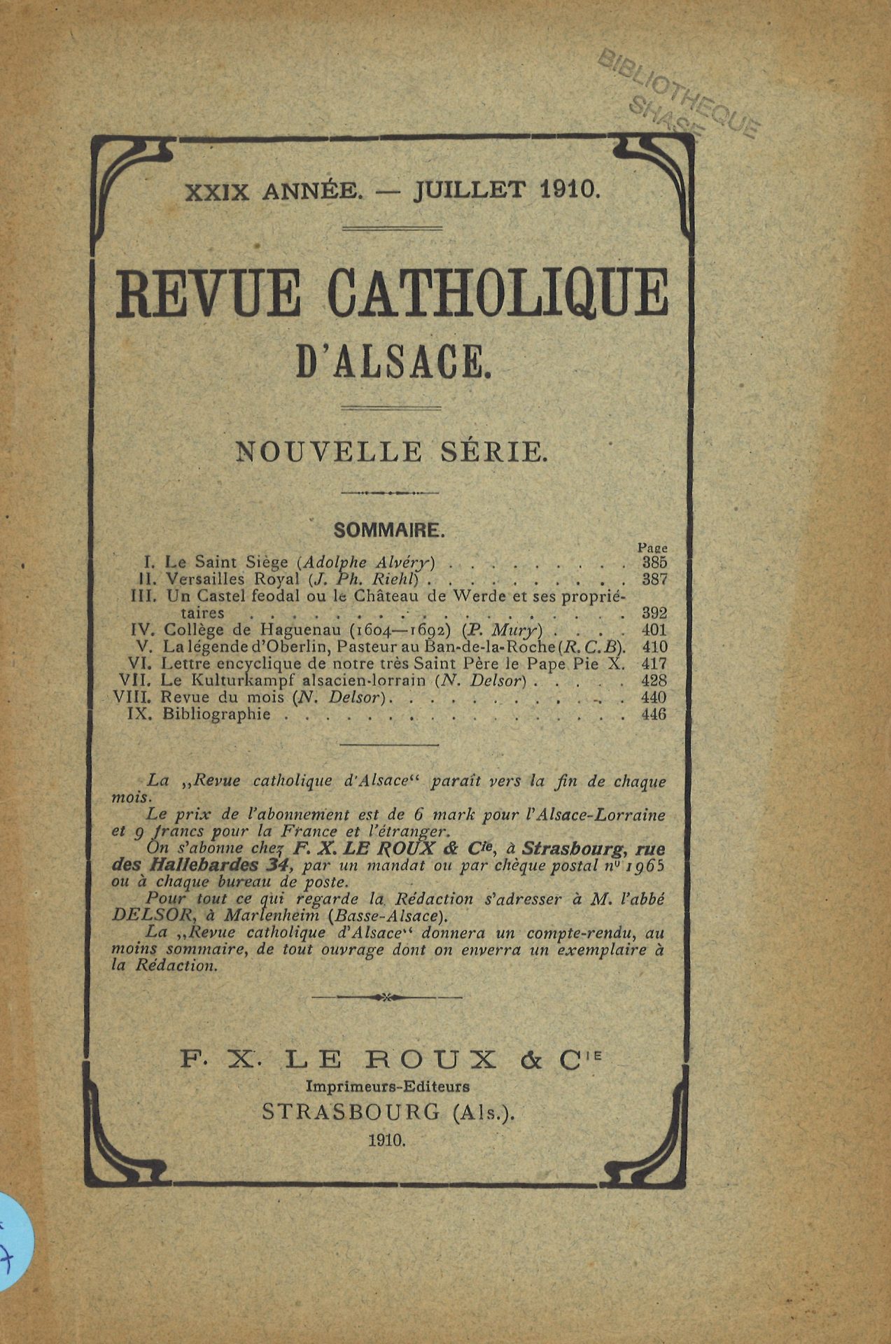 Revue catholique d'Alsace