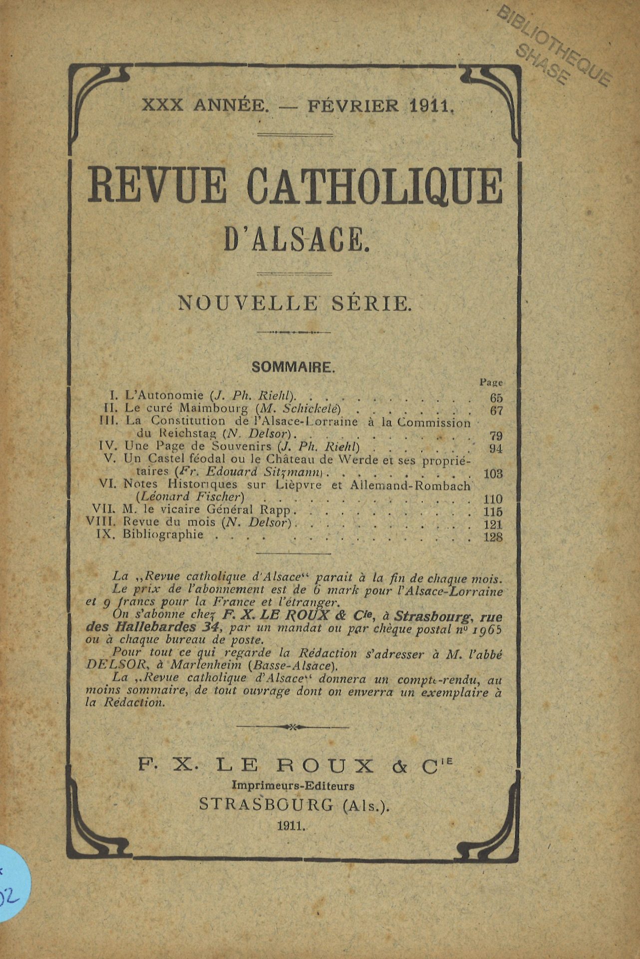 Revue catholique d'Alsace