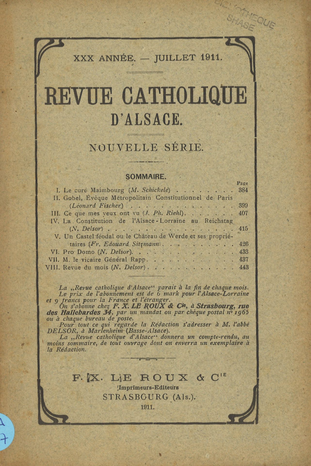 Revue catholique d'Alsace