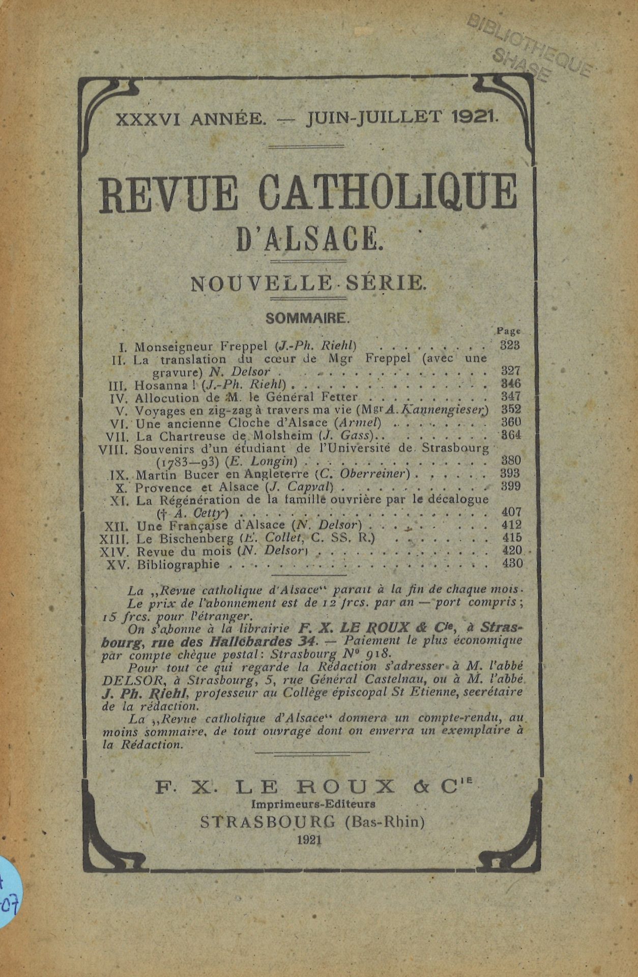 Revue catholique d'Alsace