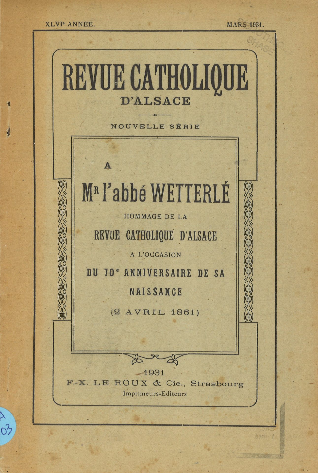 Revue catholique d'Alsace