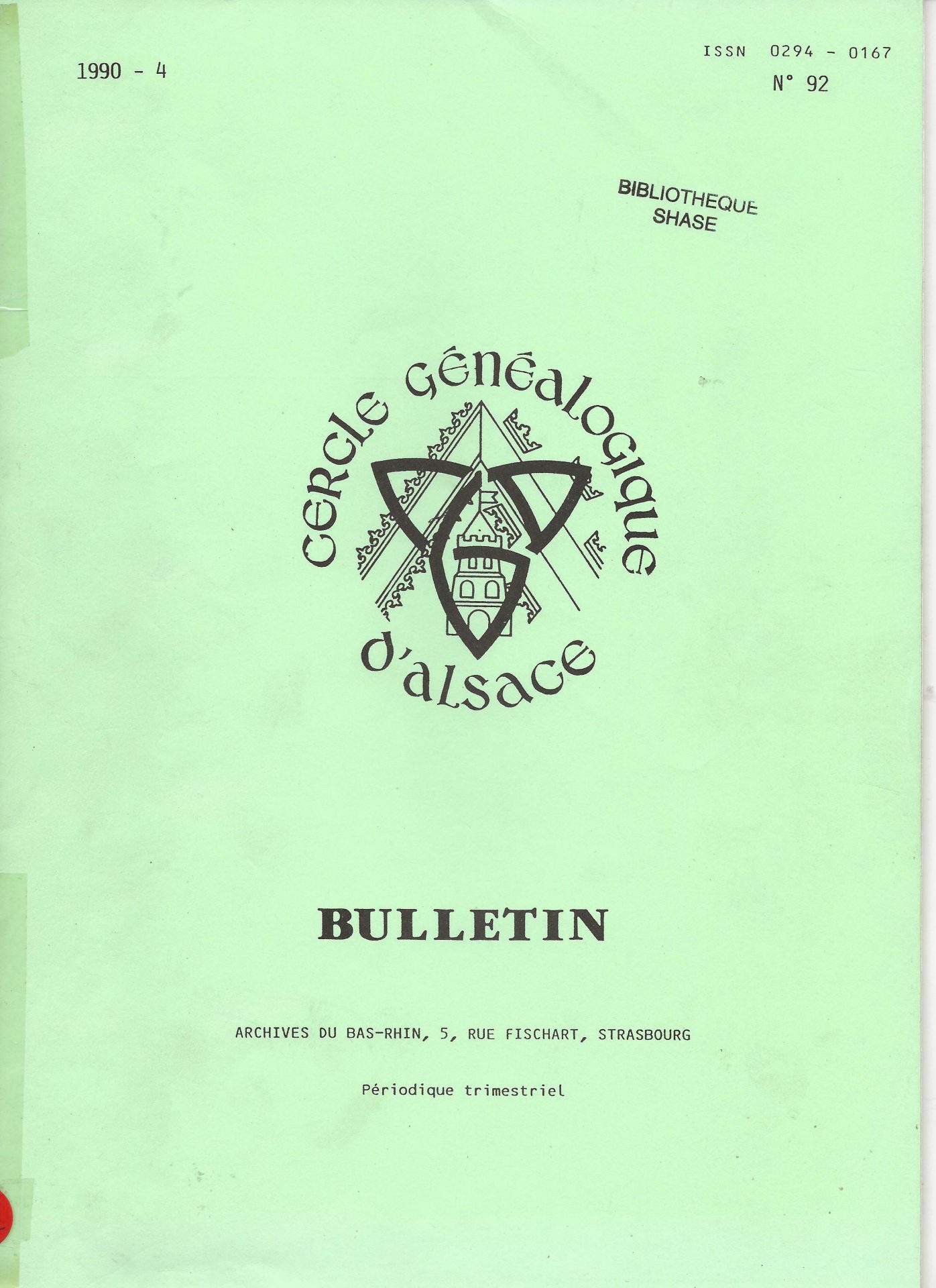 Bulletin du Cercle Généalogique d'Alsace