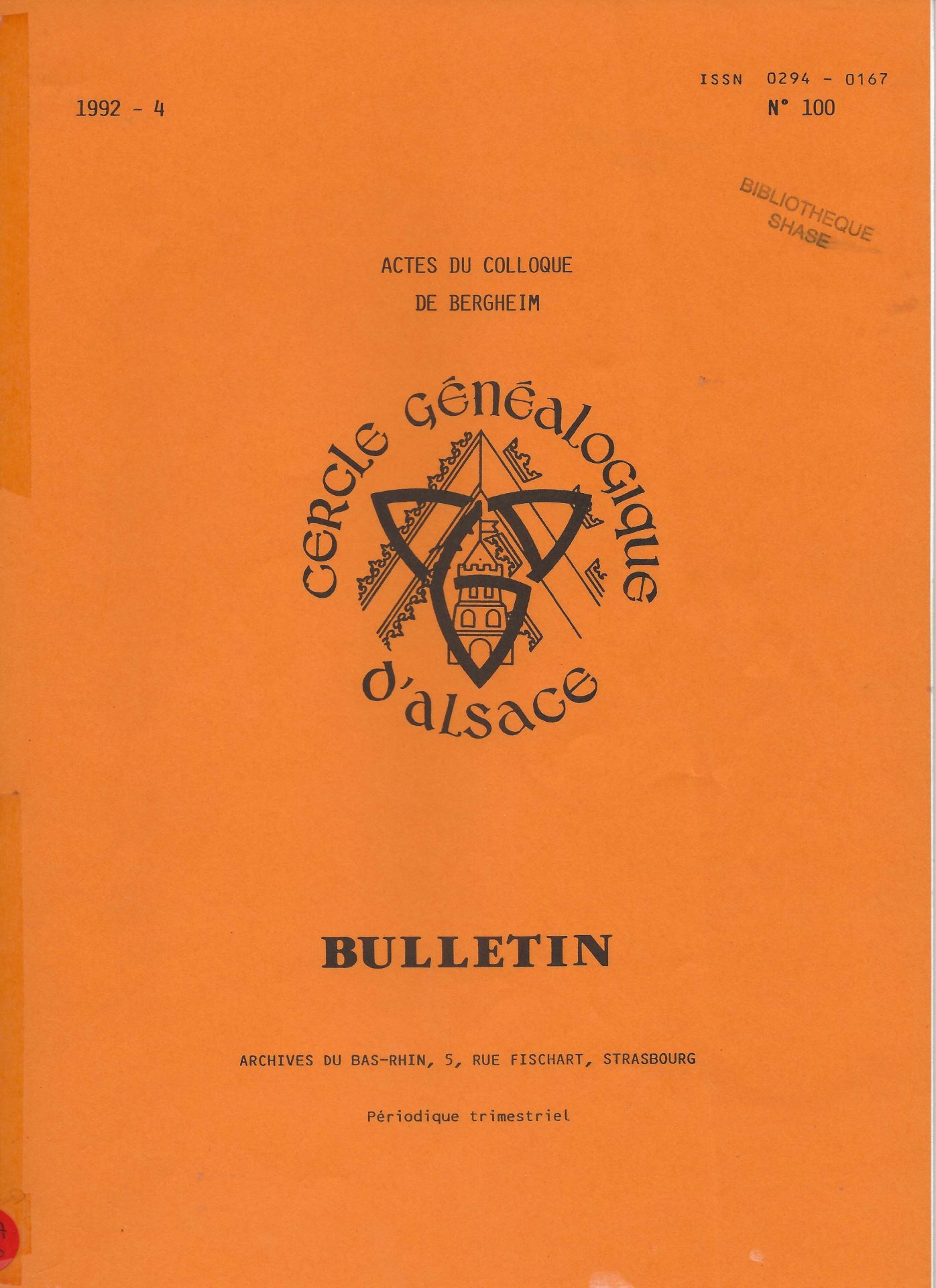 Bulletin du Cercle Généalogique d'Alsace