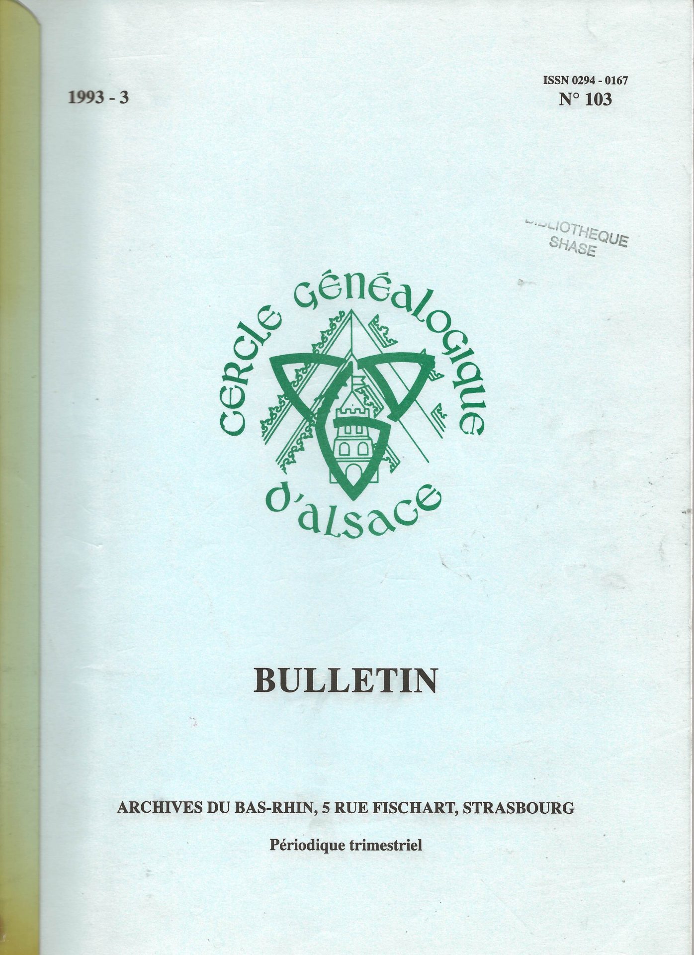 Bulletin du Cercle Généalogique d'Alsace