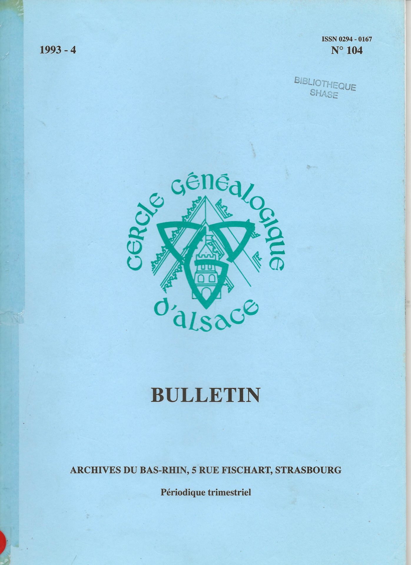 Bulletin du Cercle Généalogique d'Alsace