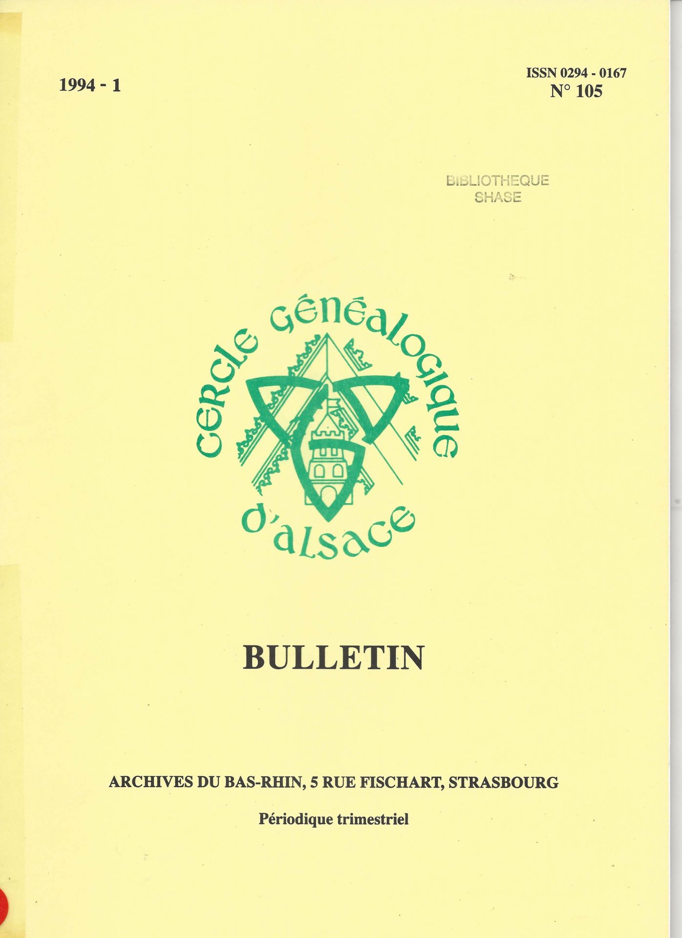 Bulletin du Cercle Généalogique d'Alsace