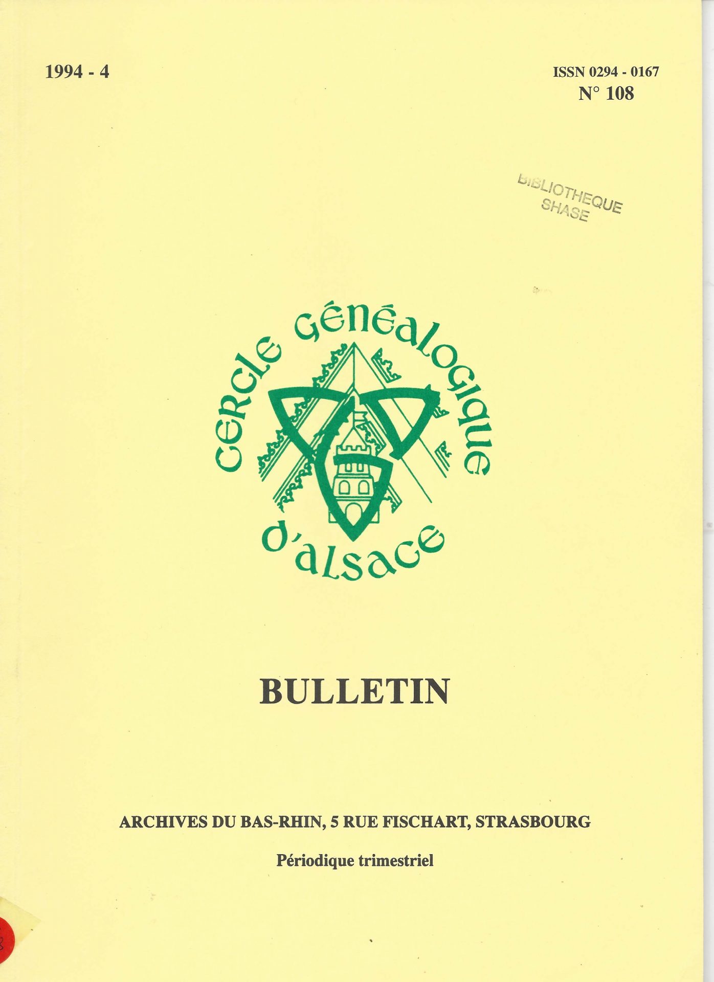 Bulletin du Cercle Généalogique d'Alsace