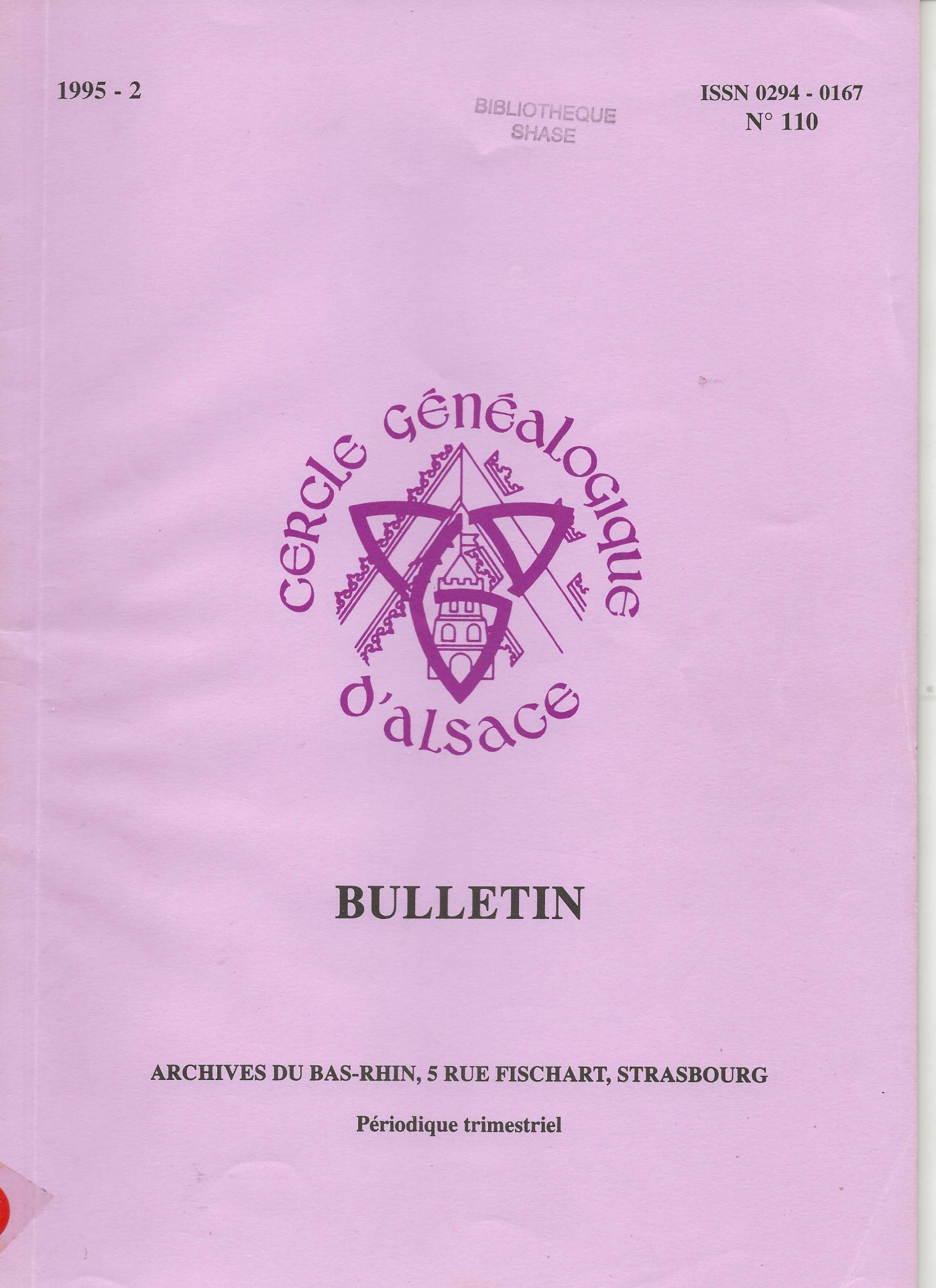 Bulletin du Cercle Généalogique d'Alsace