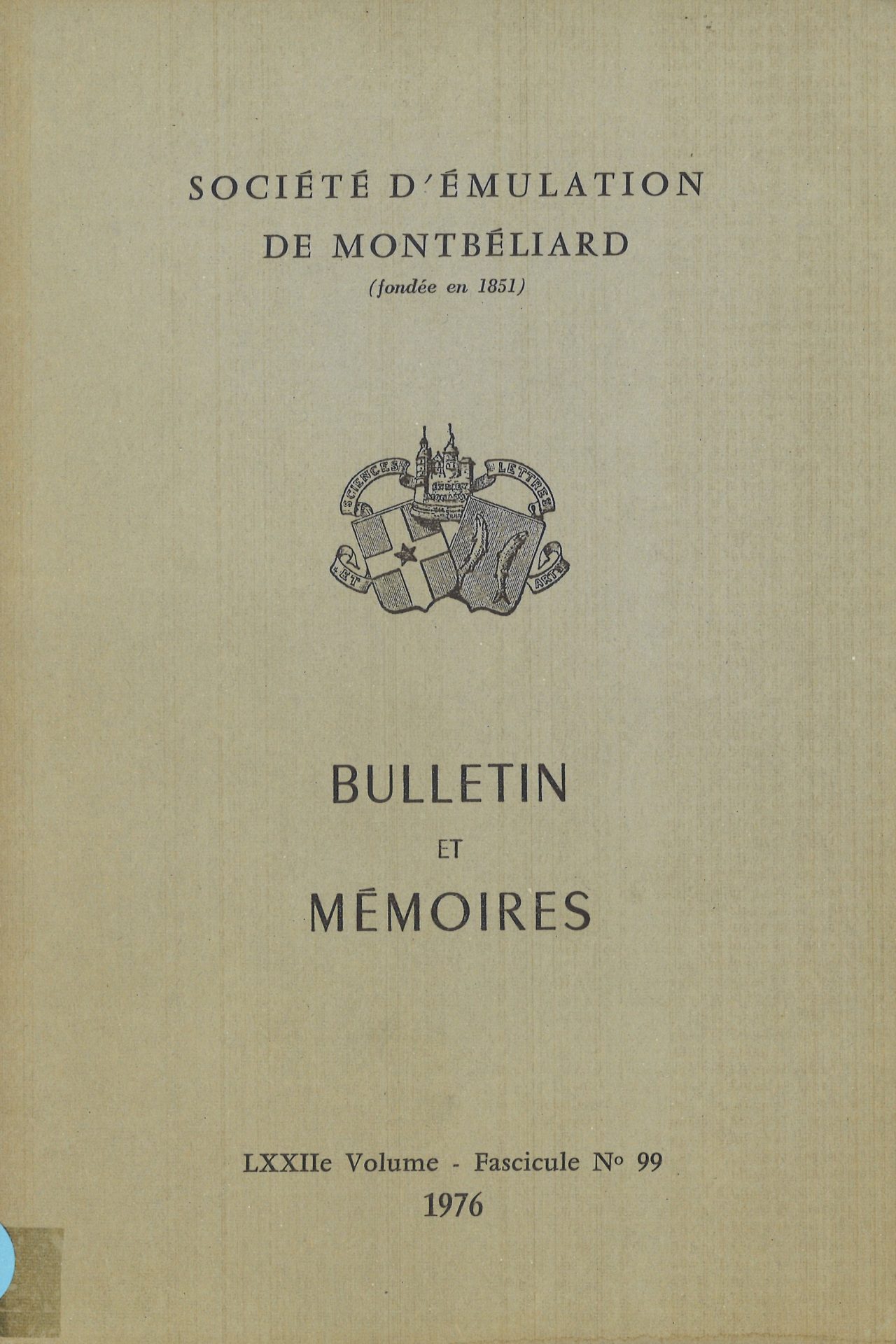 Bulletin et Mémoires de la Société d’Emulation de Montbéliard