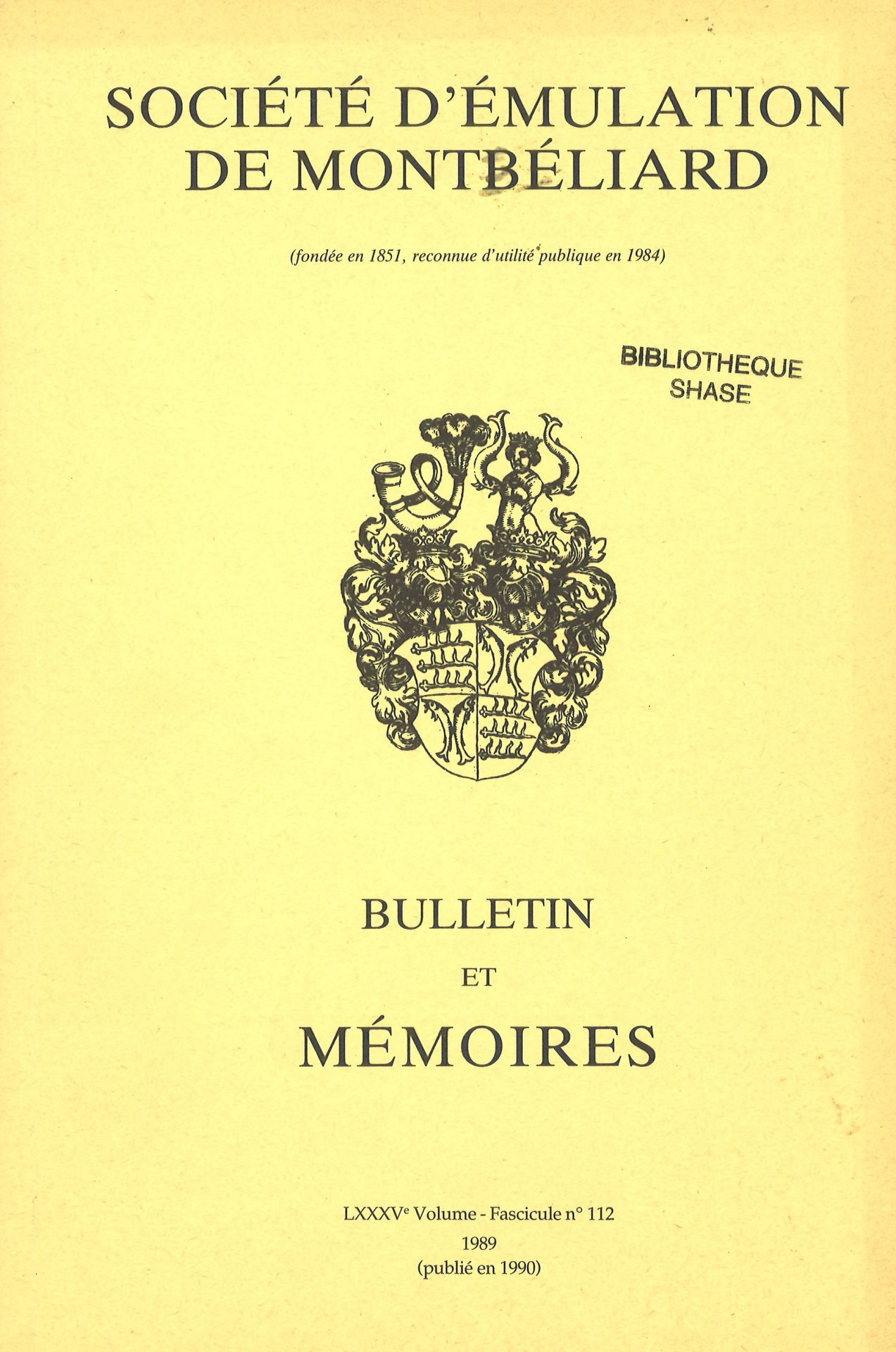 Bulletin et Mémoires de la Société d’Emulation de Montbéliard