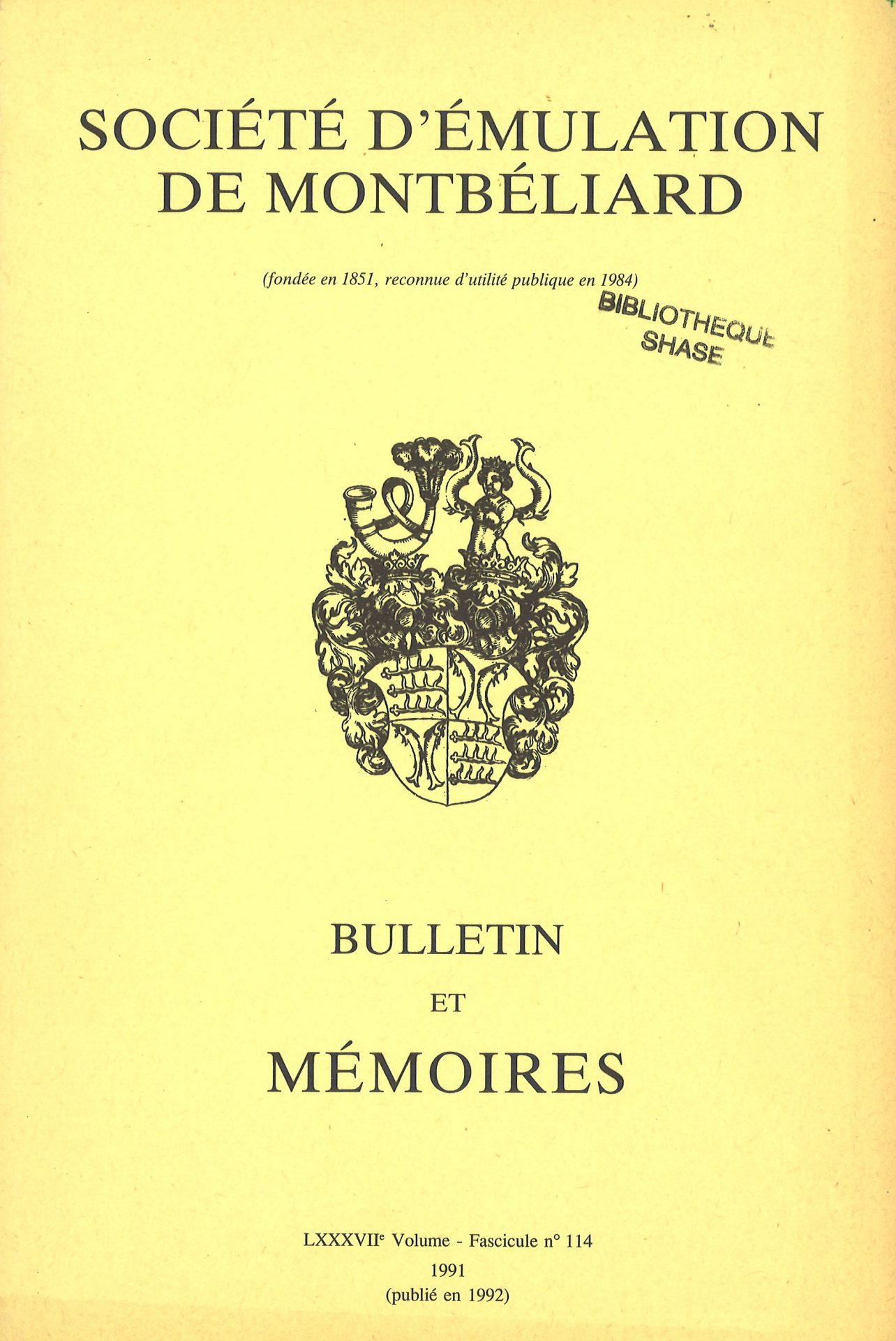 Bulletin et Mémoires de la Société d’Emulation de Montbéliard