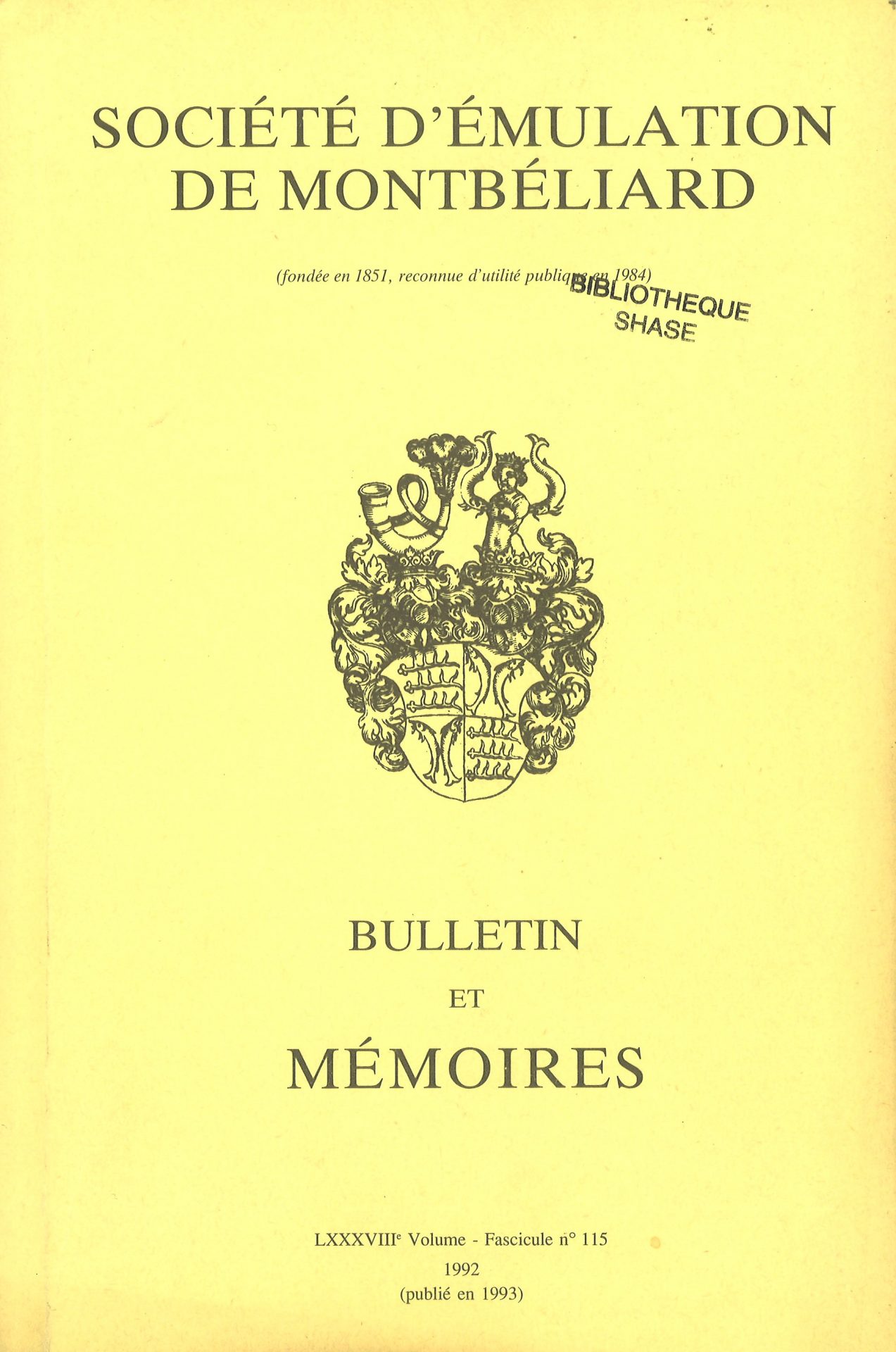 Bulletin et Mémoires de la Société d’Emulation de Montbéliard