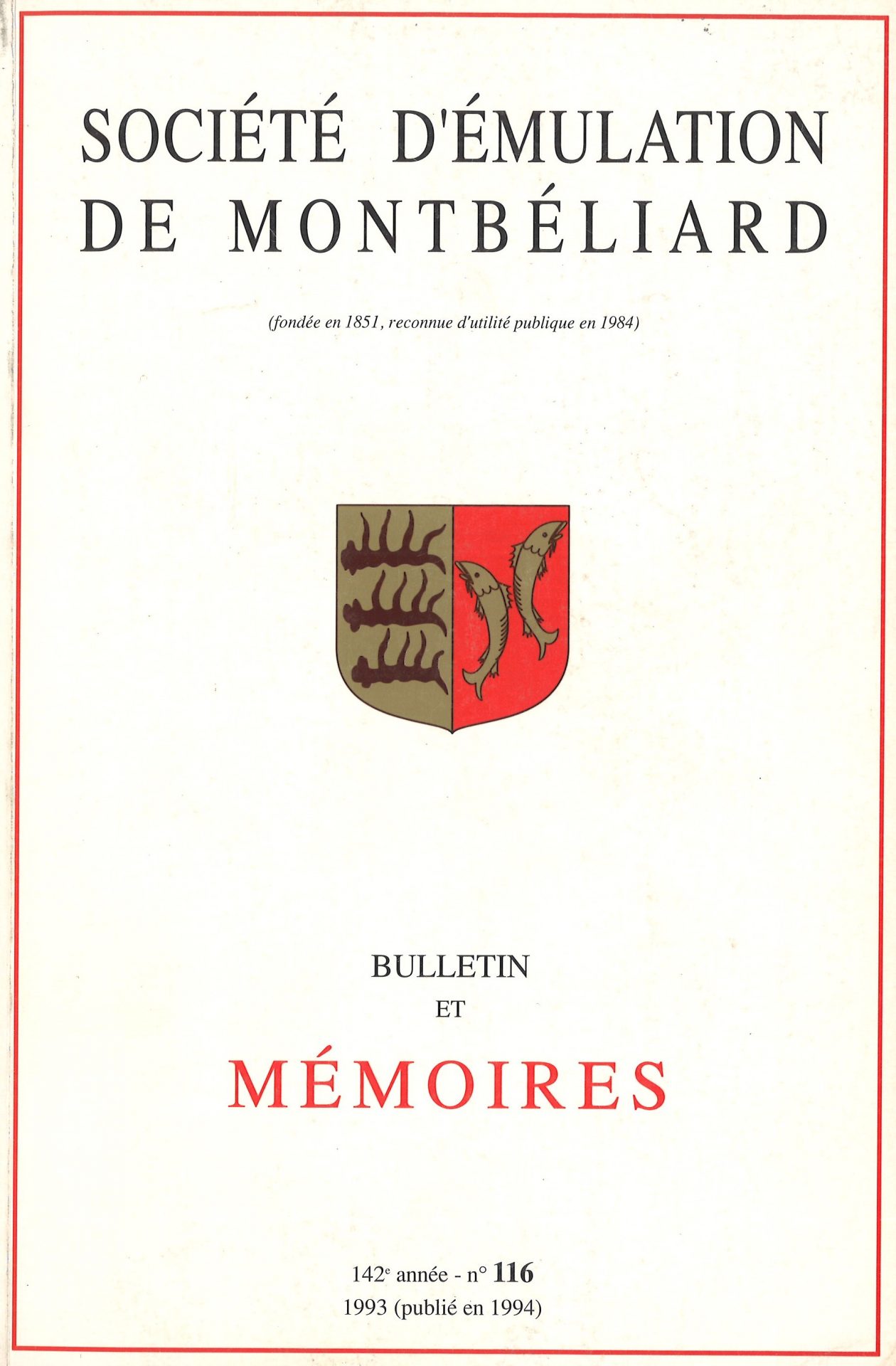 Bulletin et Mémoires de la Société d’Emulation de Montbéliard
