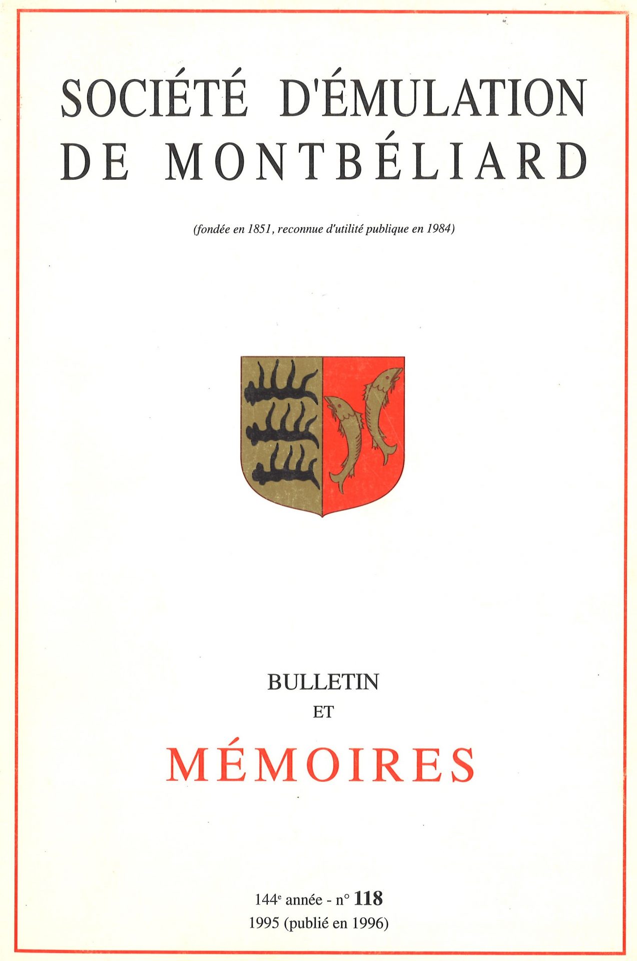 Bulletin et Mémoires de la Société d’Emulation de Montbéliard