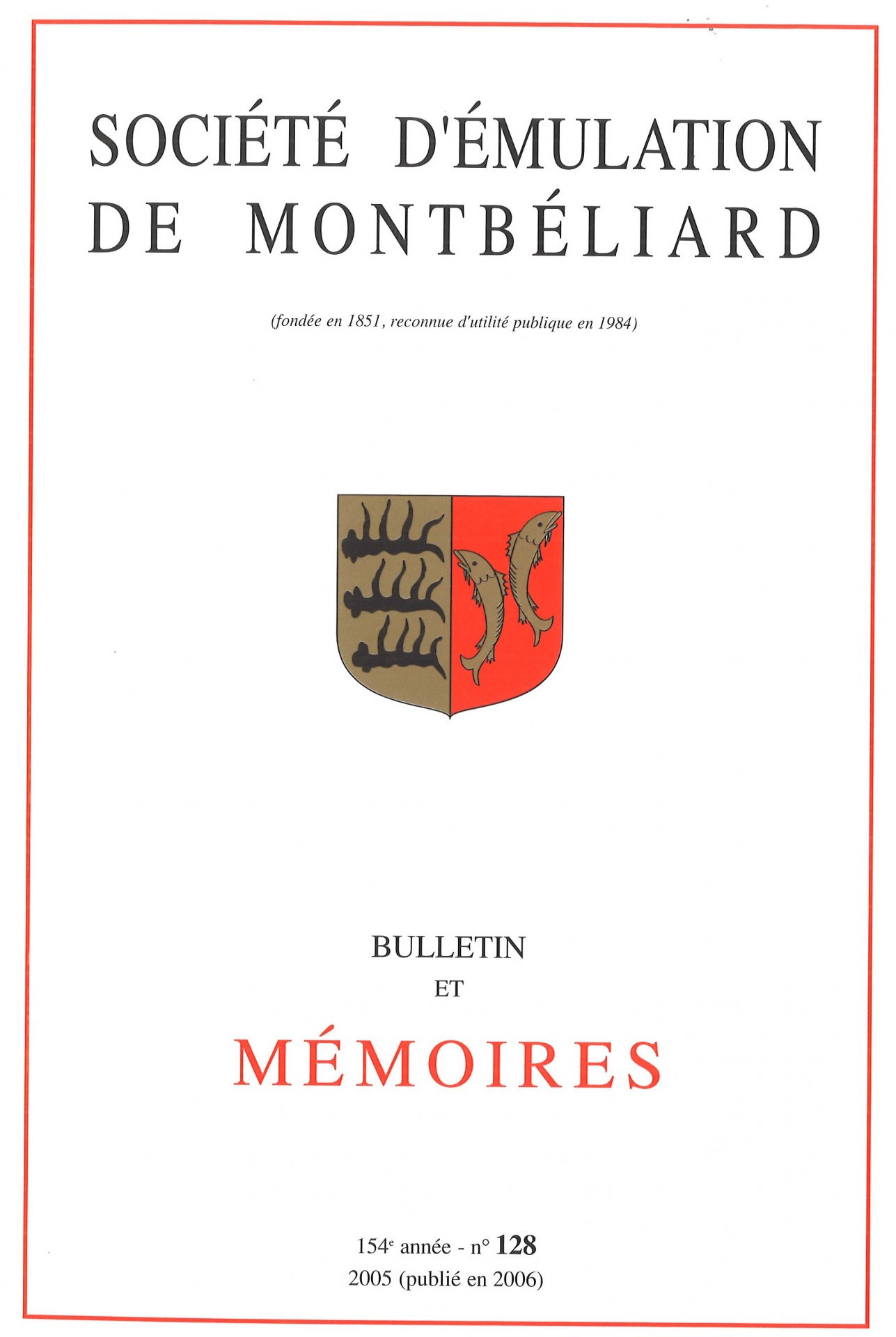 Bulletin et Mémoires de la Société d’Emulation de Montbéliard