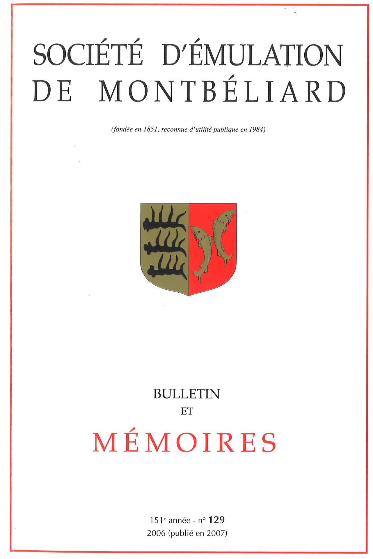 Bulletin et Mémoires de la Société d’Emulation de Montbéliard