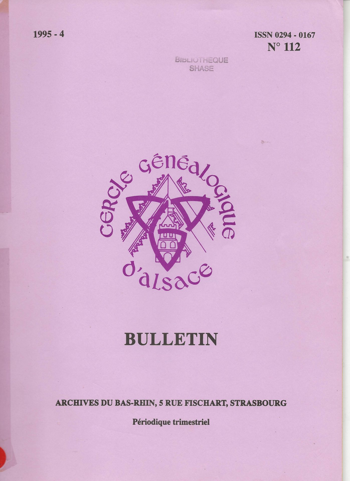 Bulletin du Cercle Généalogique d'Alsace