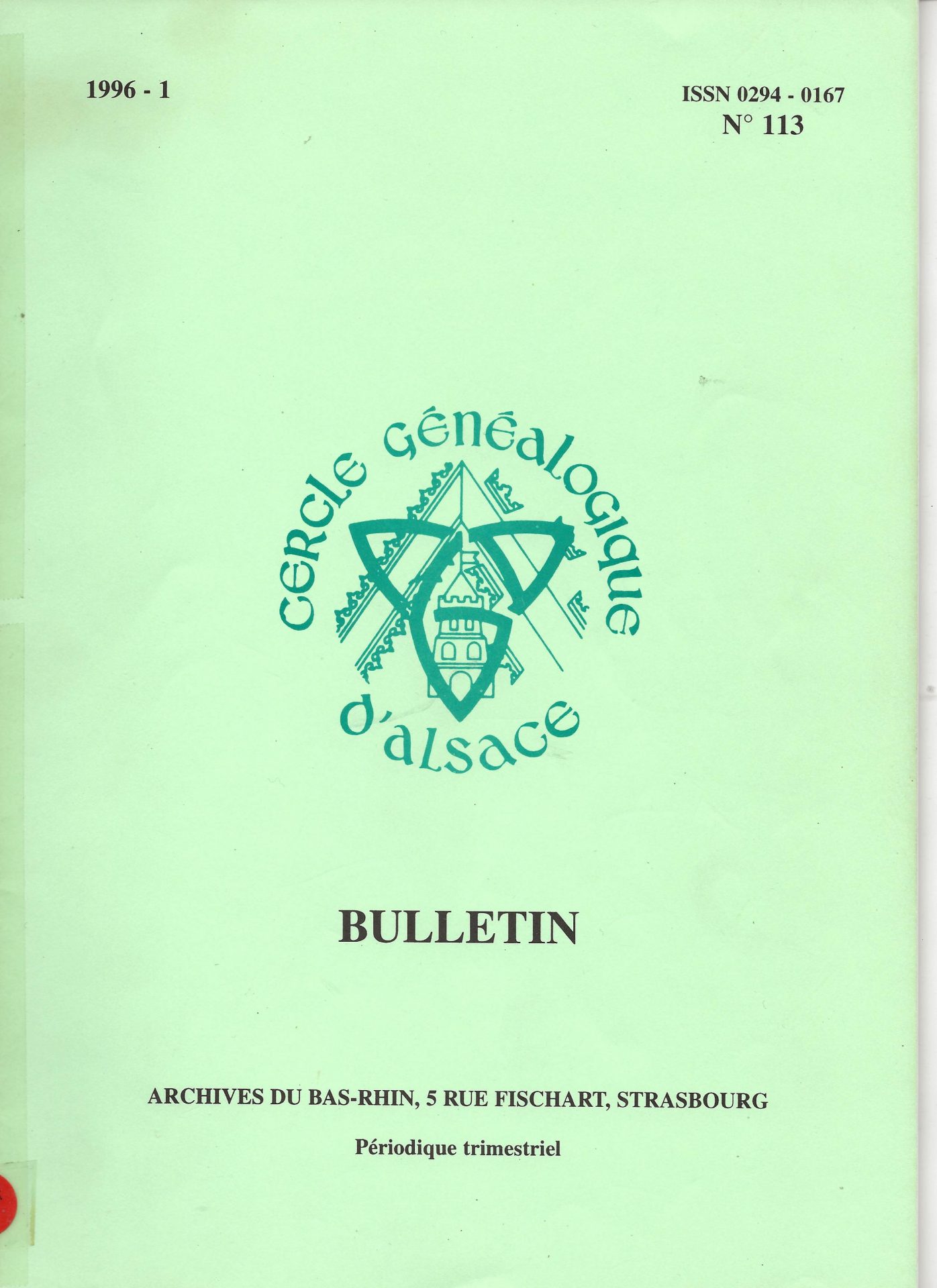 Bulletin du Cercle Généalogique d'Alsace