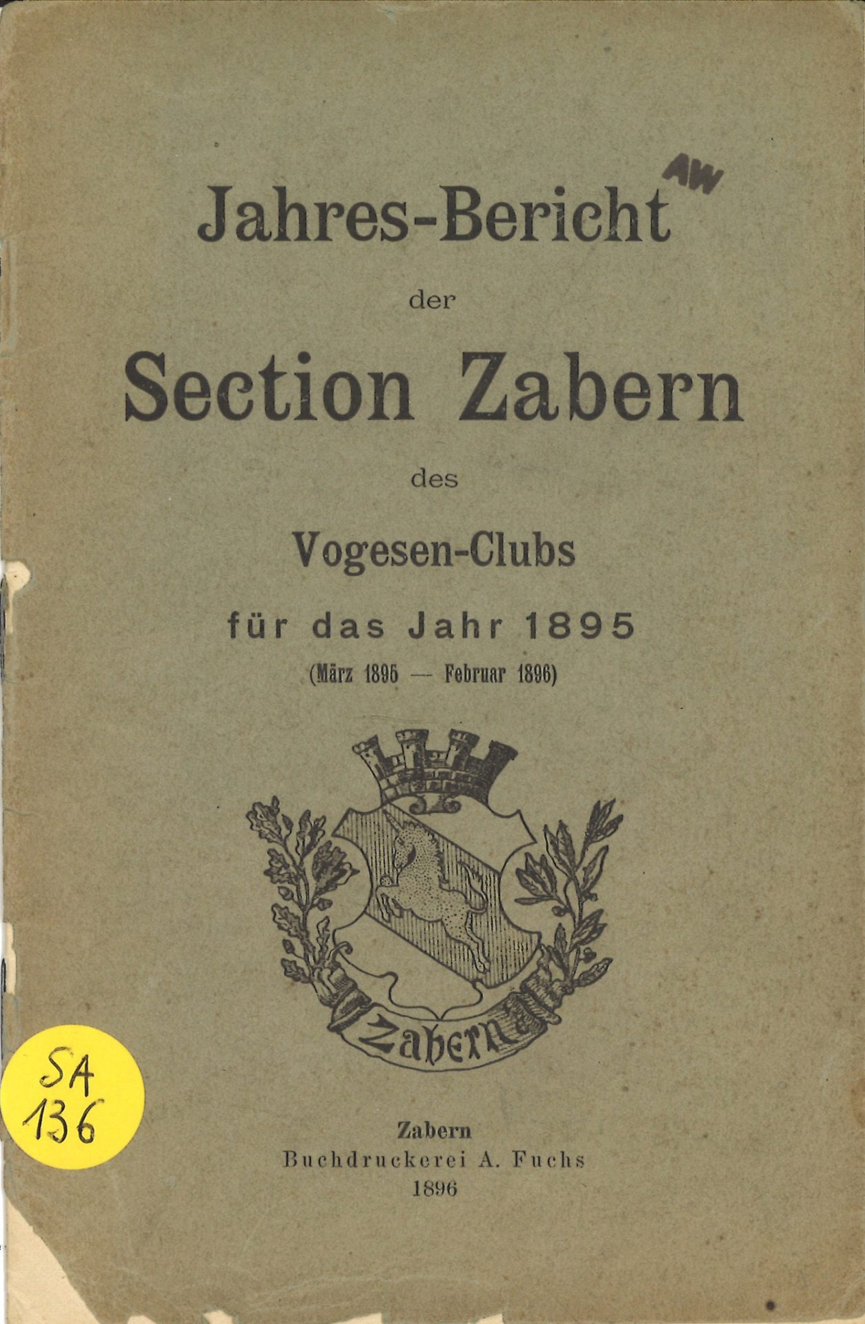 Jahres-Bericht der Section Zabern des Vogesen-Clubs für das Jahr 1895