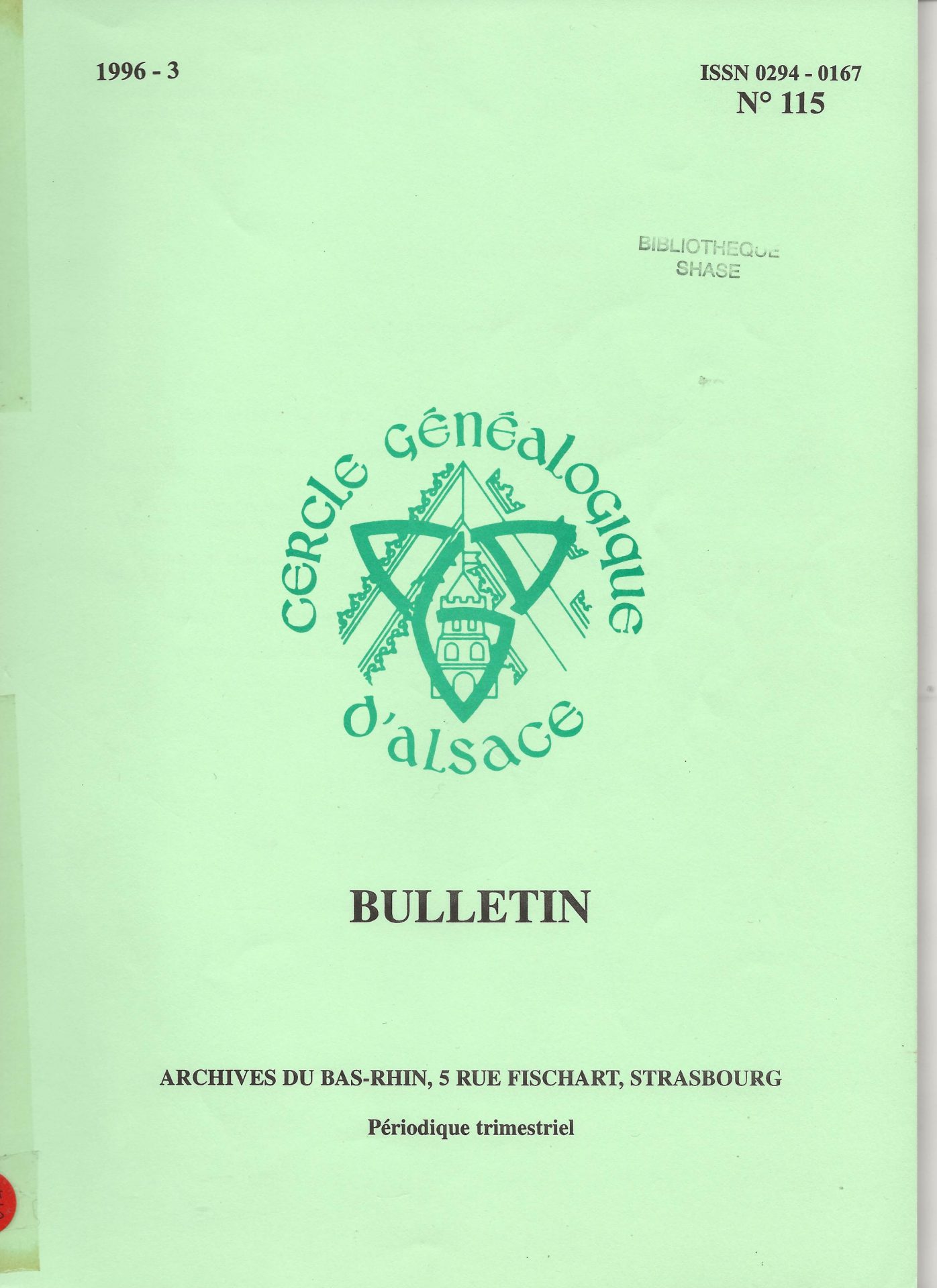 Bulletin du Cercle Généalogique d'Alsace